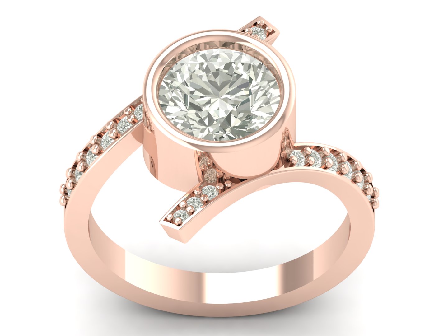 Unique Ring 2.11 TW Round Cut Lab Grown Diamond Ring Bezel Cluster Bypass Engagement Promise Ring Bridal Wedding Ring PR643