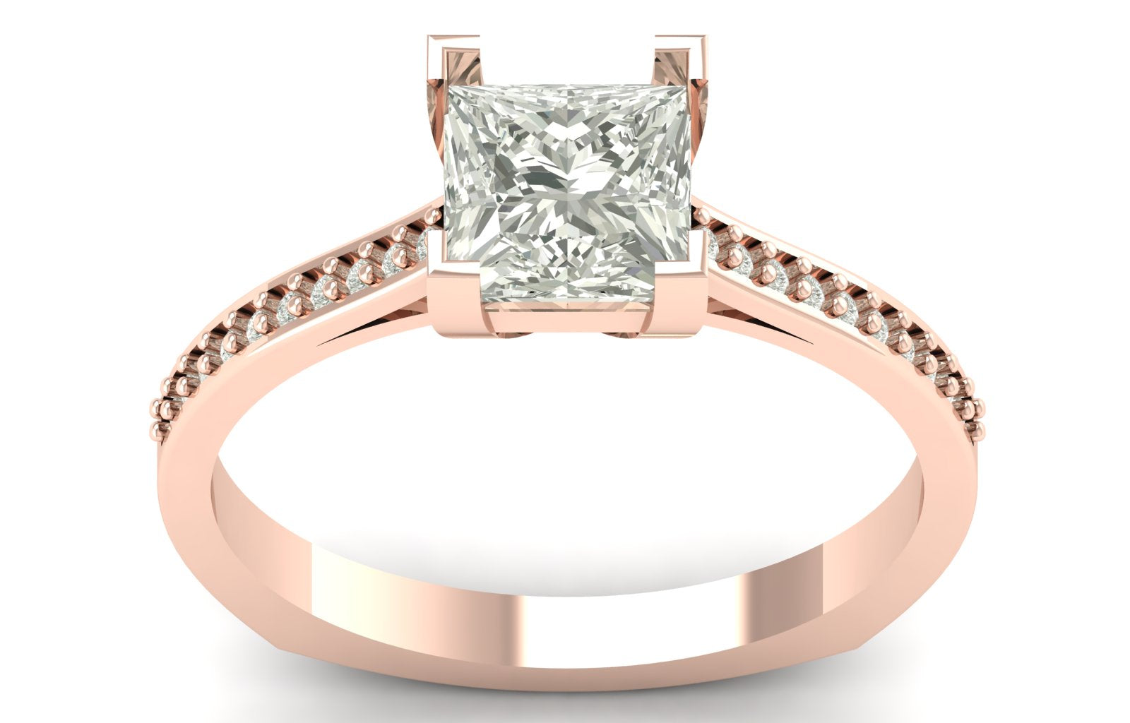 1.42 TW Unique Princess Cut Lab Grown Diamond Ring Prong Set Engagement Ring Wedding Ring PR644