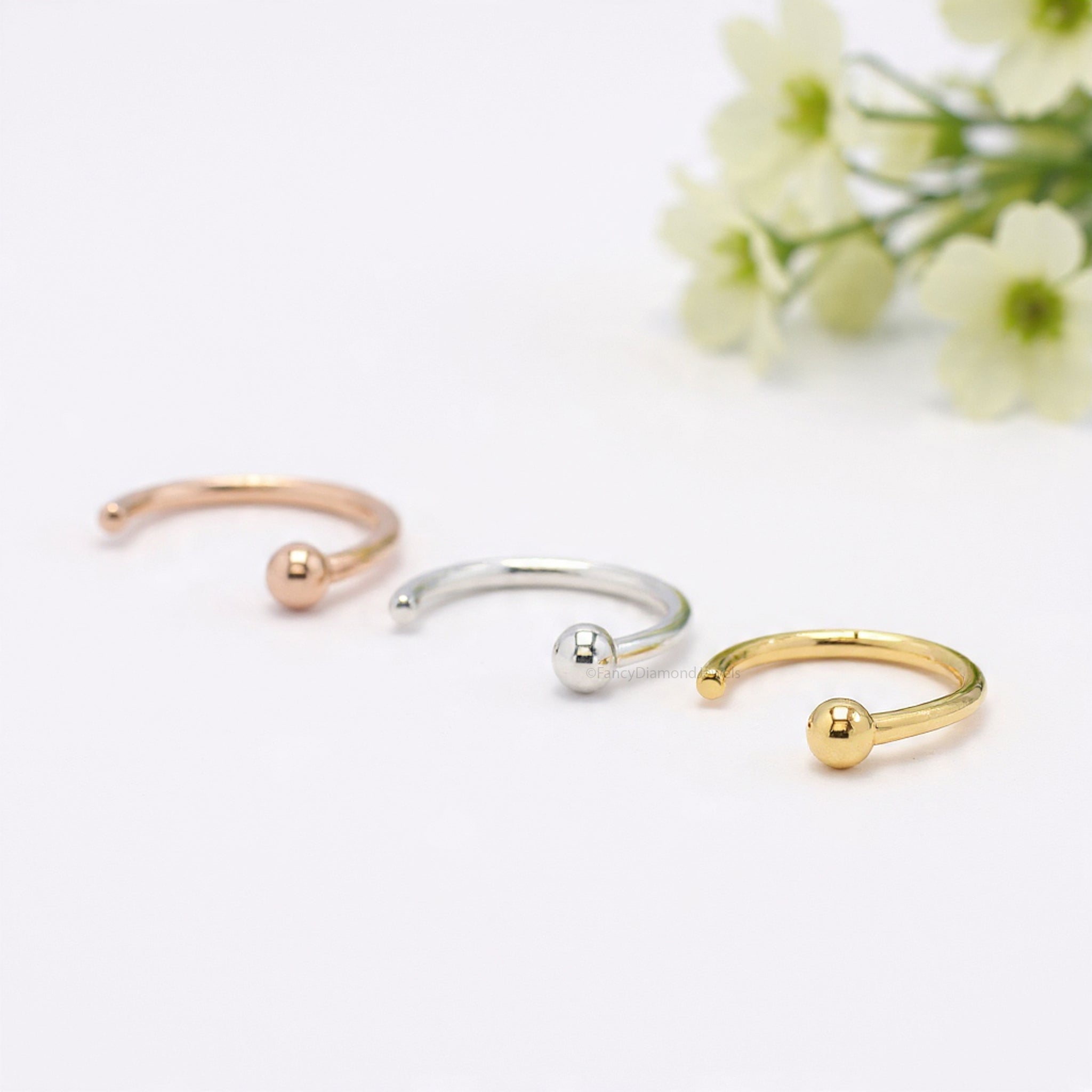 Nose Ring Hoop Tragus Hoop Helix Hoop Small Tiny Nose Ring Simply Sweet Nose Ring Rose Gold Sterling Silver Nose Stud FD489