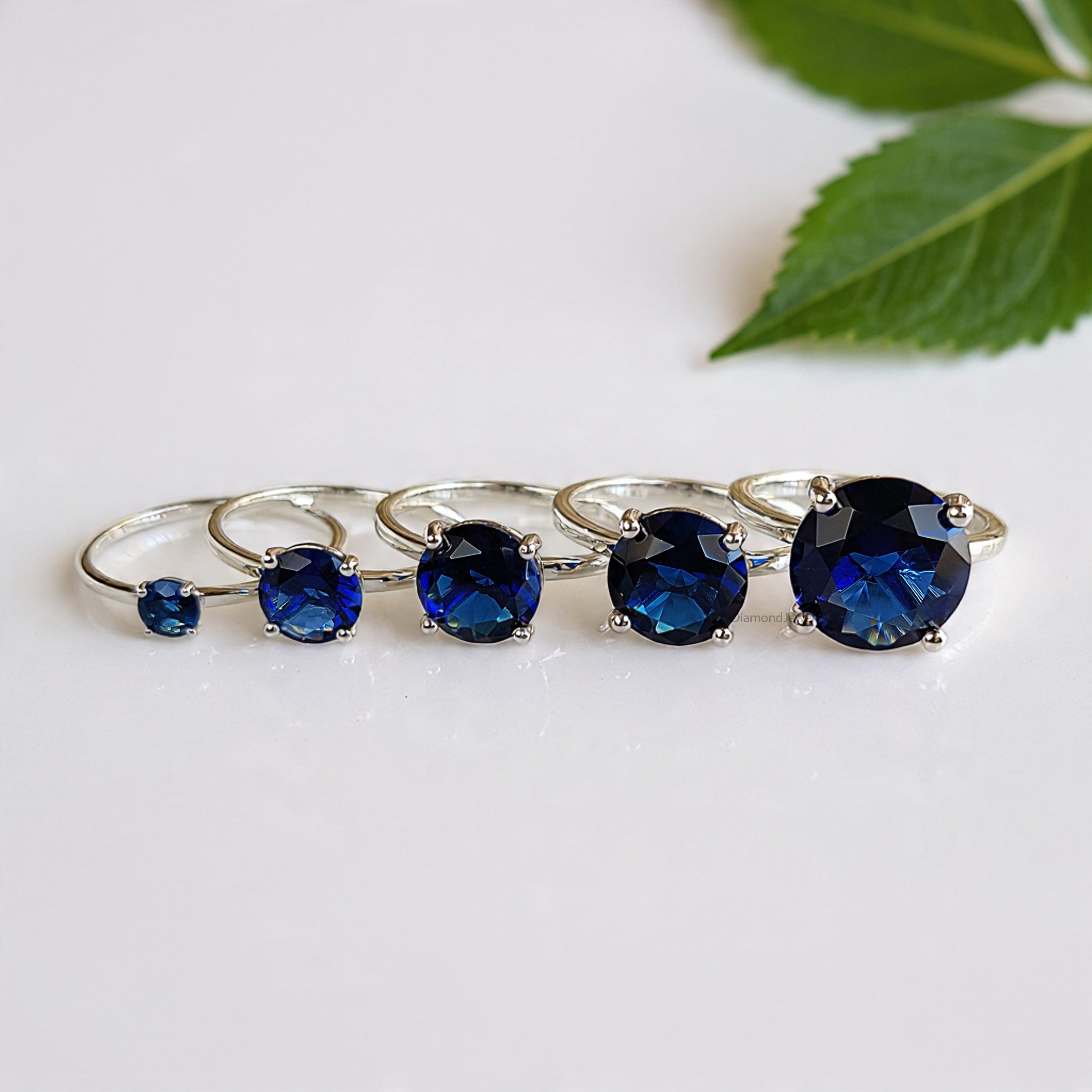 Round Blue sapphire stone engagement ring 11mm 9mm 8mm 6.50mm 4mm ring silver simulant Ring Solitaire ring Diamond ring Gift for her FD504