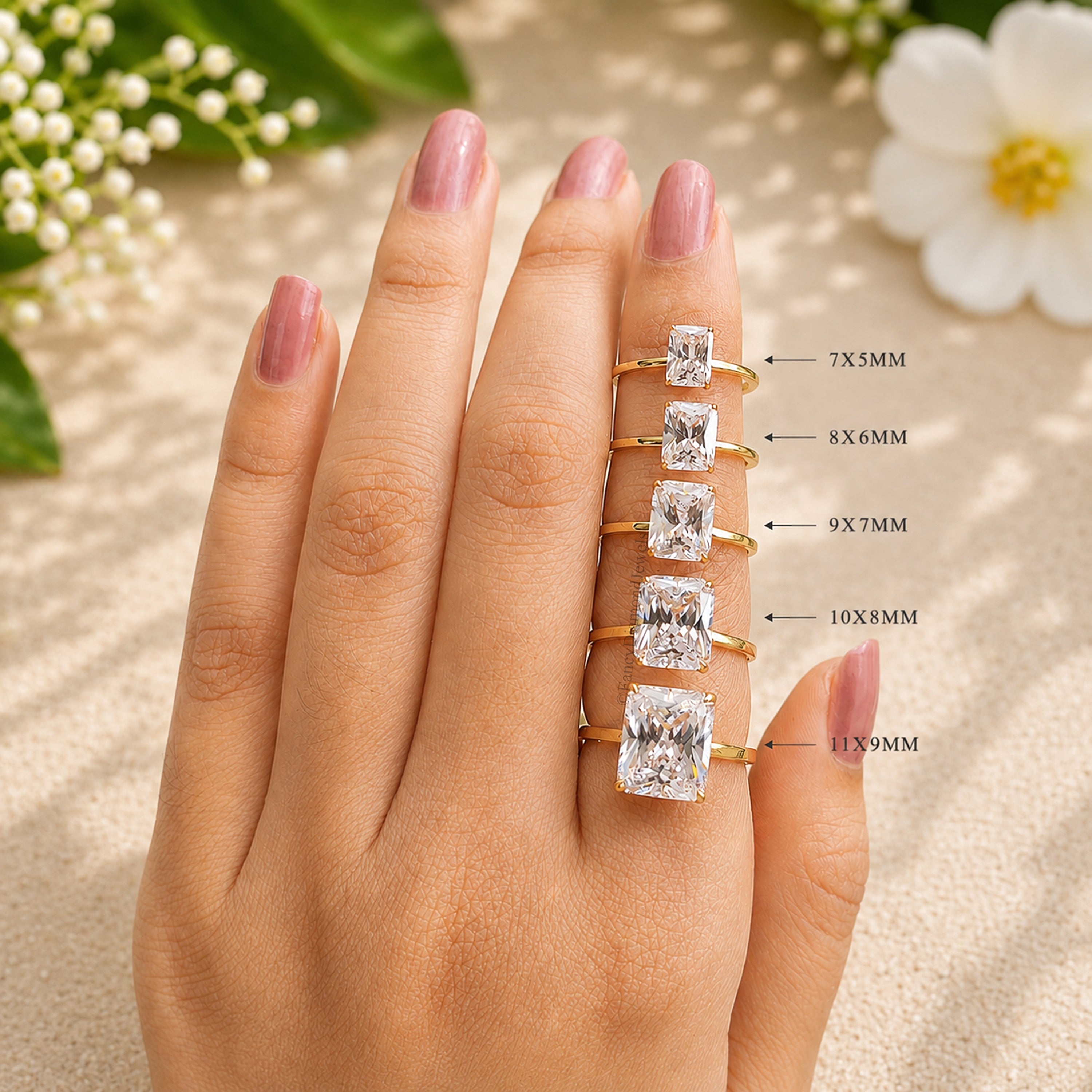 Radiant Cut Engagement Ring Lab Created Simulant 925 Silver Diamond Travel Promise Moissanite Style Wedding Anniversary Gift For Her FD163