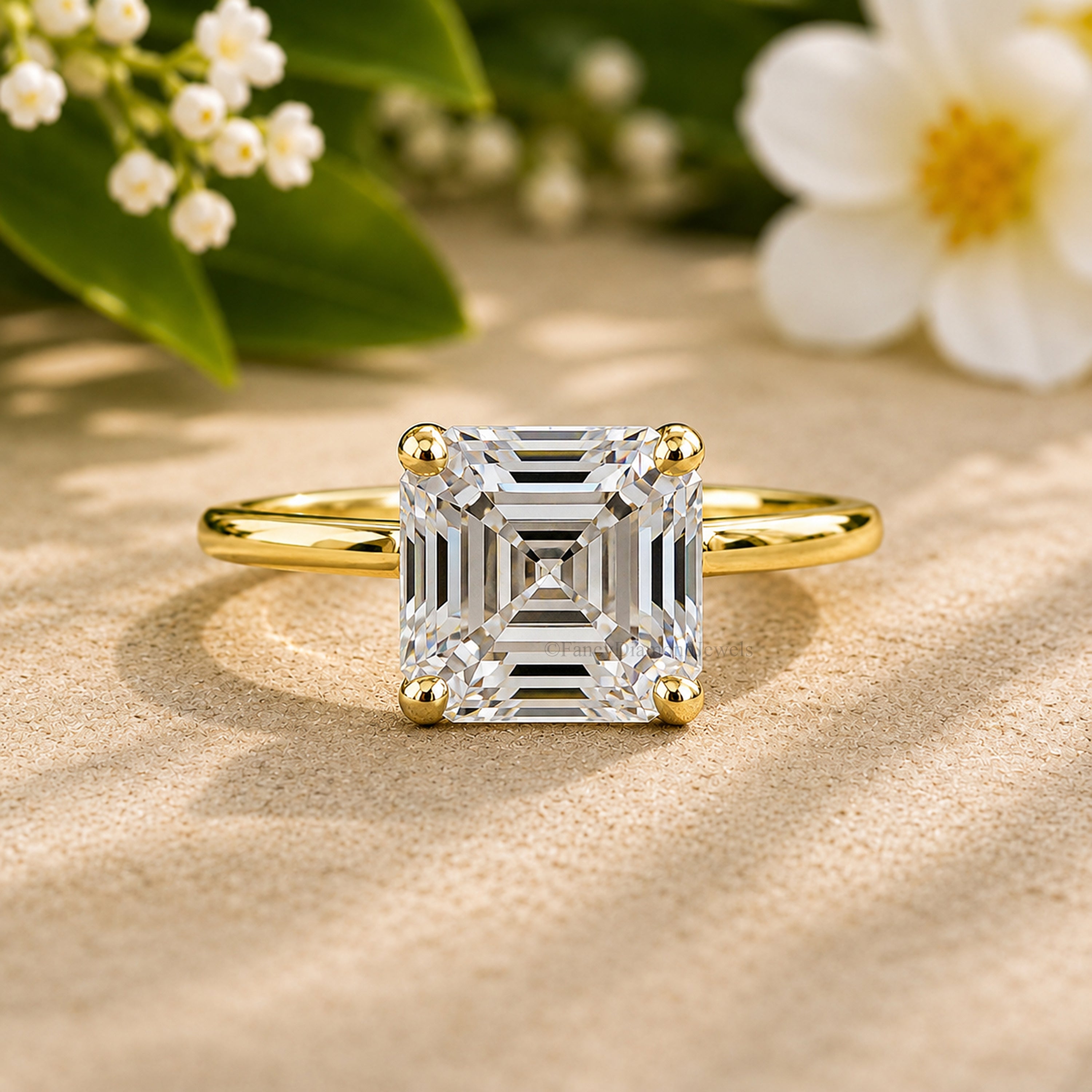 Asscher Engagement Ring Lab Created Simulant Solitaire Silver Travel Promise Moissanite Style Wedding Bridal Anniversary Gift For Her FD279