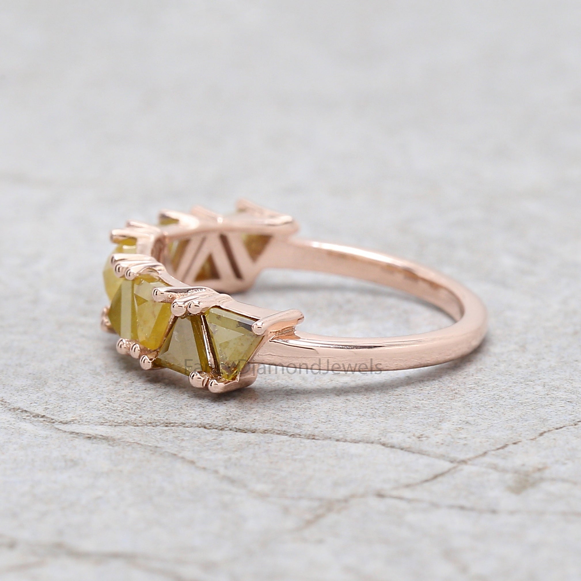 Triangle Cut Yellow Color Diamond Ring 1.28 Ct 3.75 MM Triangle Diamond Ring 14K Solid Rose Gold Silver Engagement Ring Gift For Her QL2052