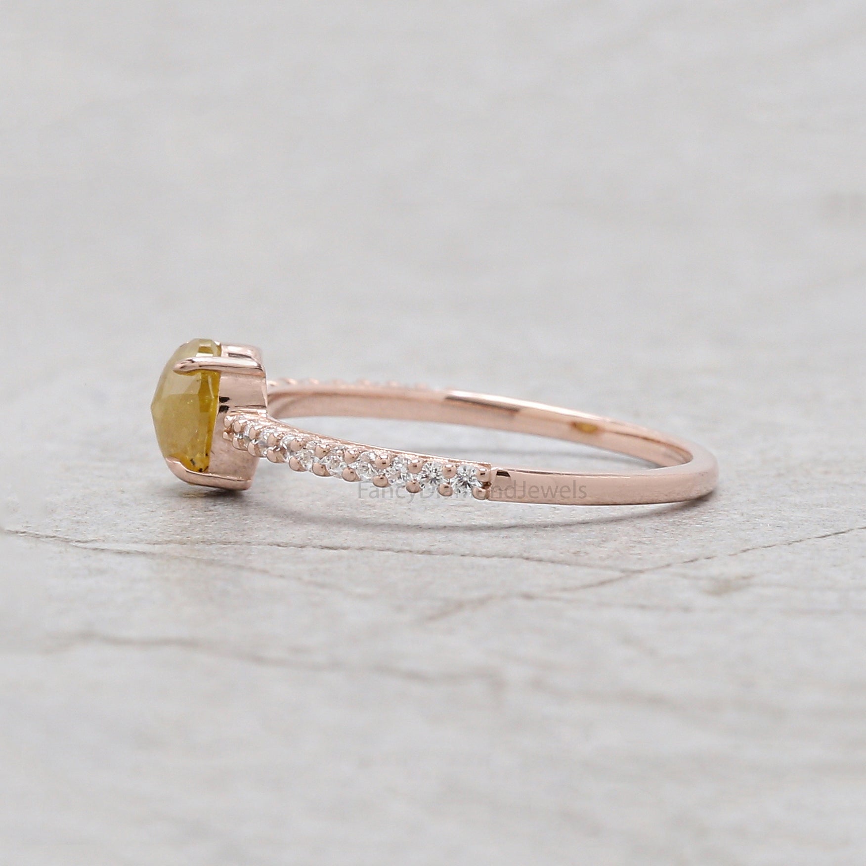 Oval Shape Yellow Color Diamond Ring 0.71 Ct 5.58 MM Oval Cut Diamond Ring 14K Solid Rose Gold Silver Engagement Ring Gift For Her QK2678