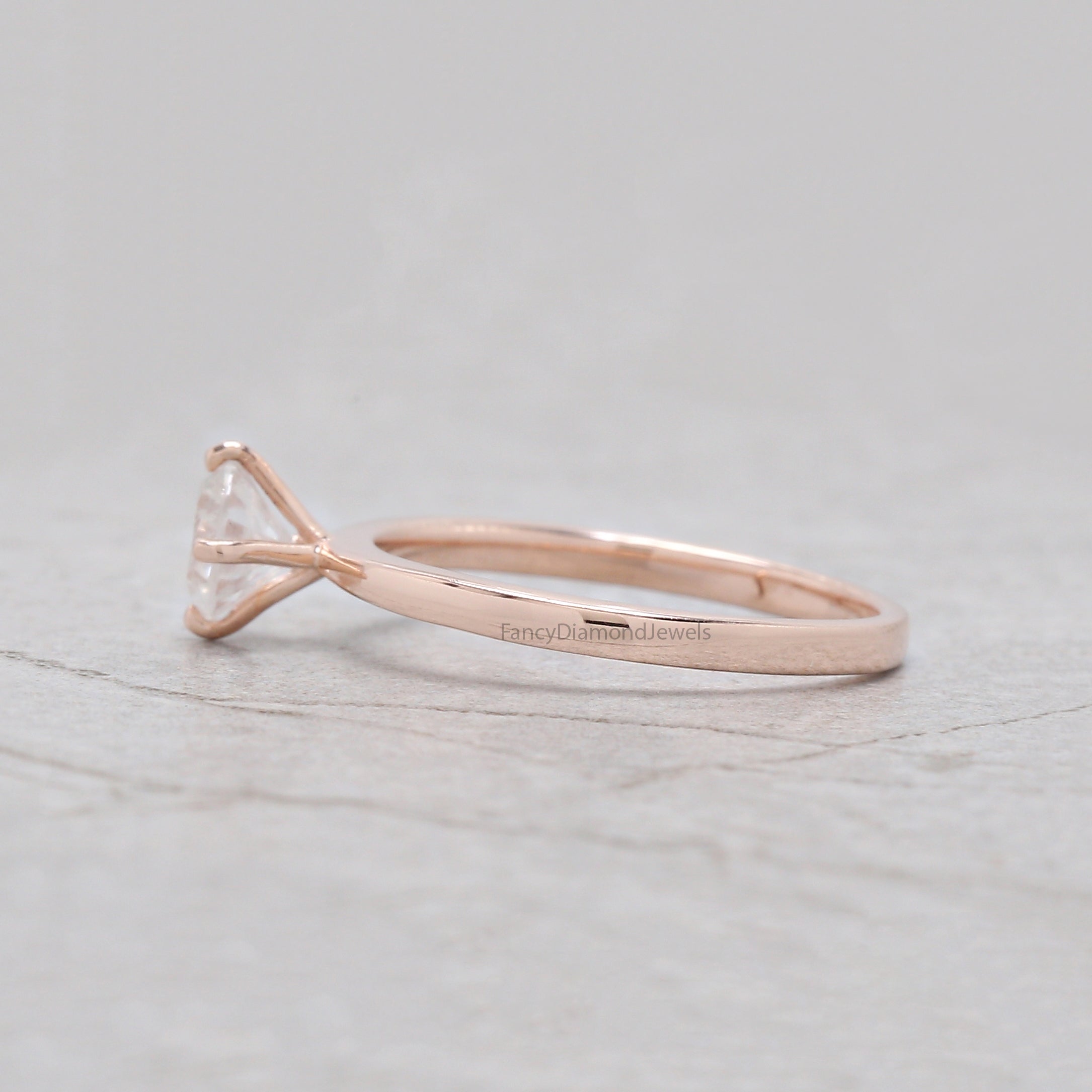 Round Cut White Color Diamond Ring 0.73 Ct 5.55 MM Round Shape Diamond Ring 14K Solid Rose Gold Silver Engagement Ring Gift For Her QL318