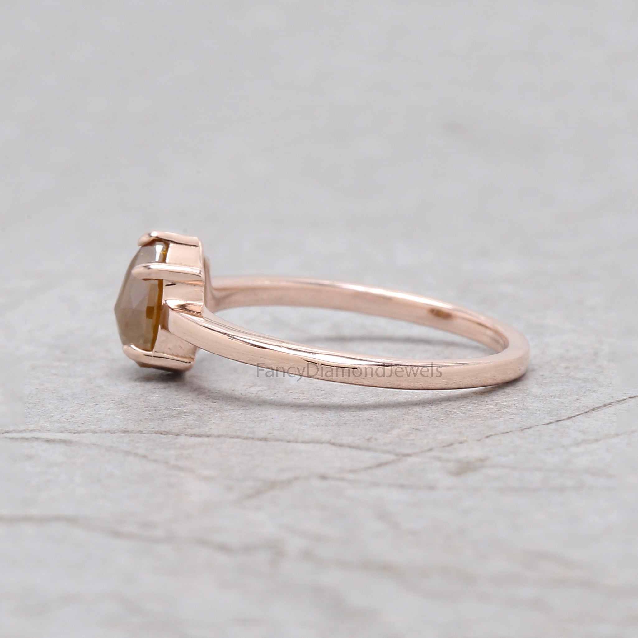 Pear Cut Brown Color Diamond Ring 1.10 Ct 7.23 MM Pear Diamond Ring 14K Solid Rose Gold Silver Pear Engagement Ring Gift For Her QL2845