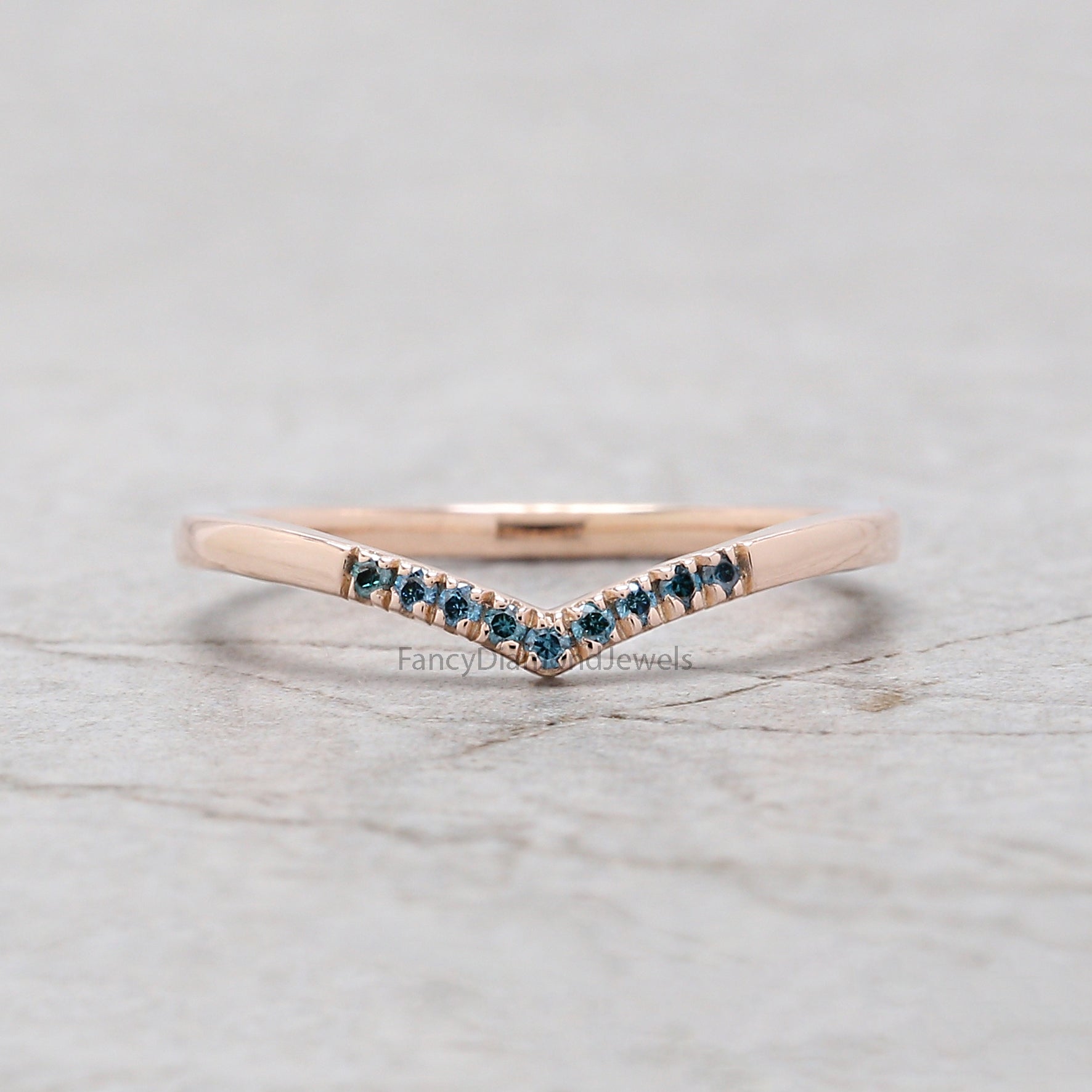 1.05 Ct Natural Rough Cut Blue Color Diamond Ring 6.30 MM Crystal Rough Diamond Ring 14K Solid Rose Gold Silver Engagement Ring QL2344