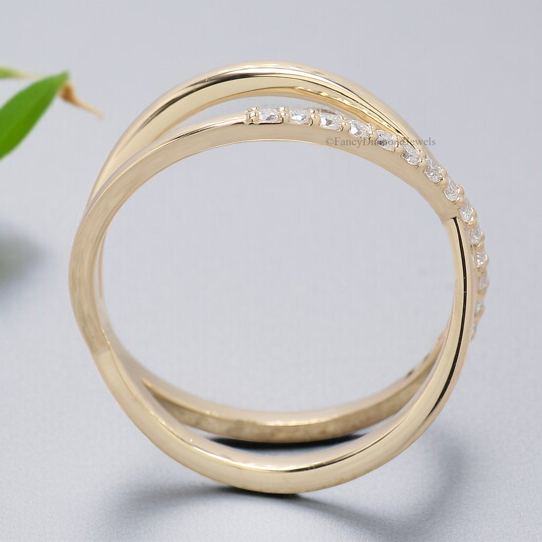 Natural Round Diamond Cross Ring Silver/10K/14K/18K Band 0.17 CT Diamond Crossed Yellow Gold Diamond Anniversary Ring Gift For Her FD461