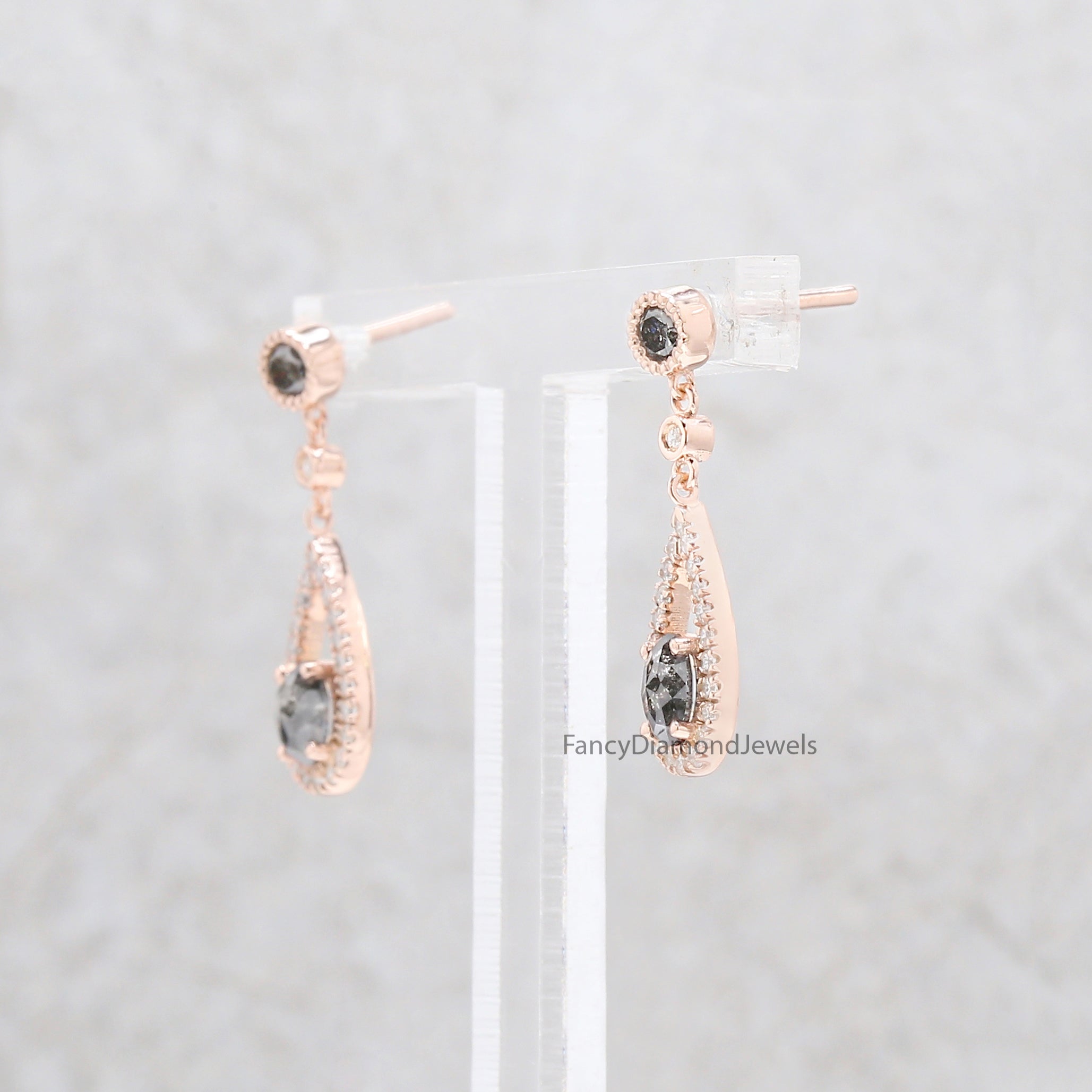 Oval Salt And Pepper Diamond Earring, Oval Shape Earring, Oval Cut Earring, Engagement Earring, Earlobe Earrings, Earrings Jewelry, KDL2772