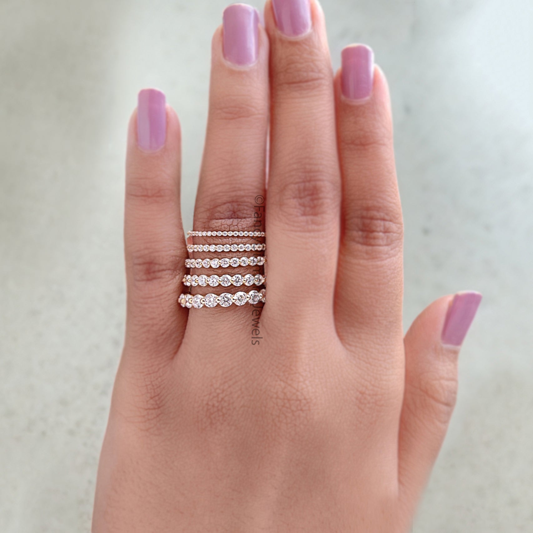 Floating Bubble Wedding Band 1.00/ 1.50/ 2.00/ 2.50/ 3.00 MM Single Prong Set Full Eternity Band Natural White Diamond Stacking Ring FD306