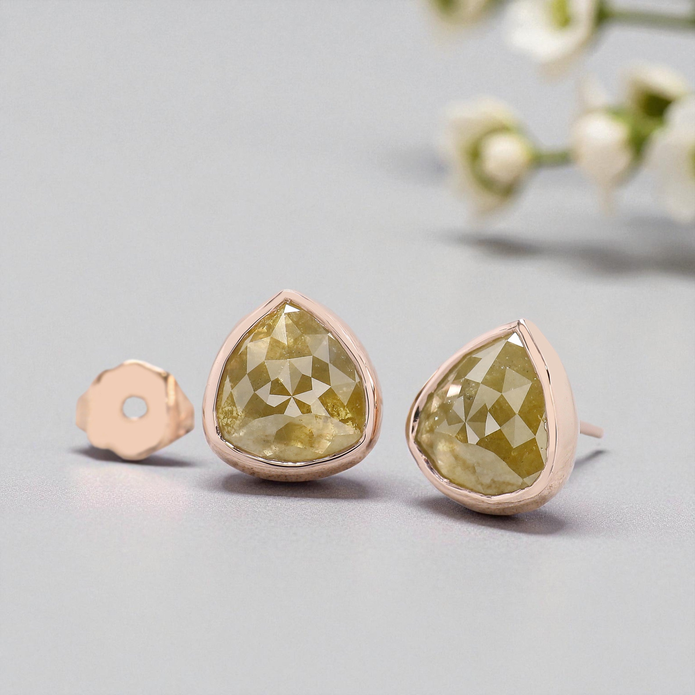 Pear Cut Yellow Color  Diamond Earring 2.26 Ct 7.90 MM Pear Diamond Earring 14K Solid Rose Gold Silver Pear Cut Earring Gift For Her KDN7025