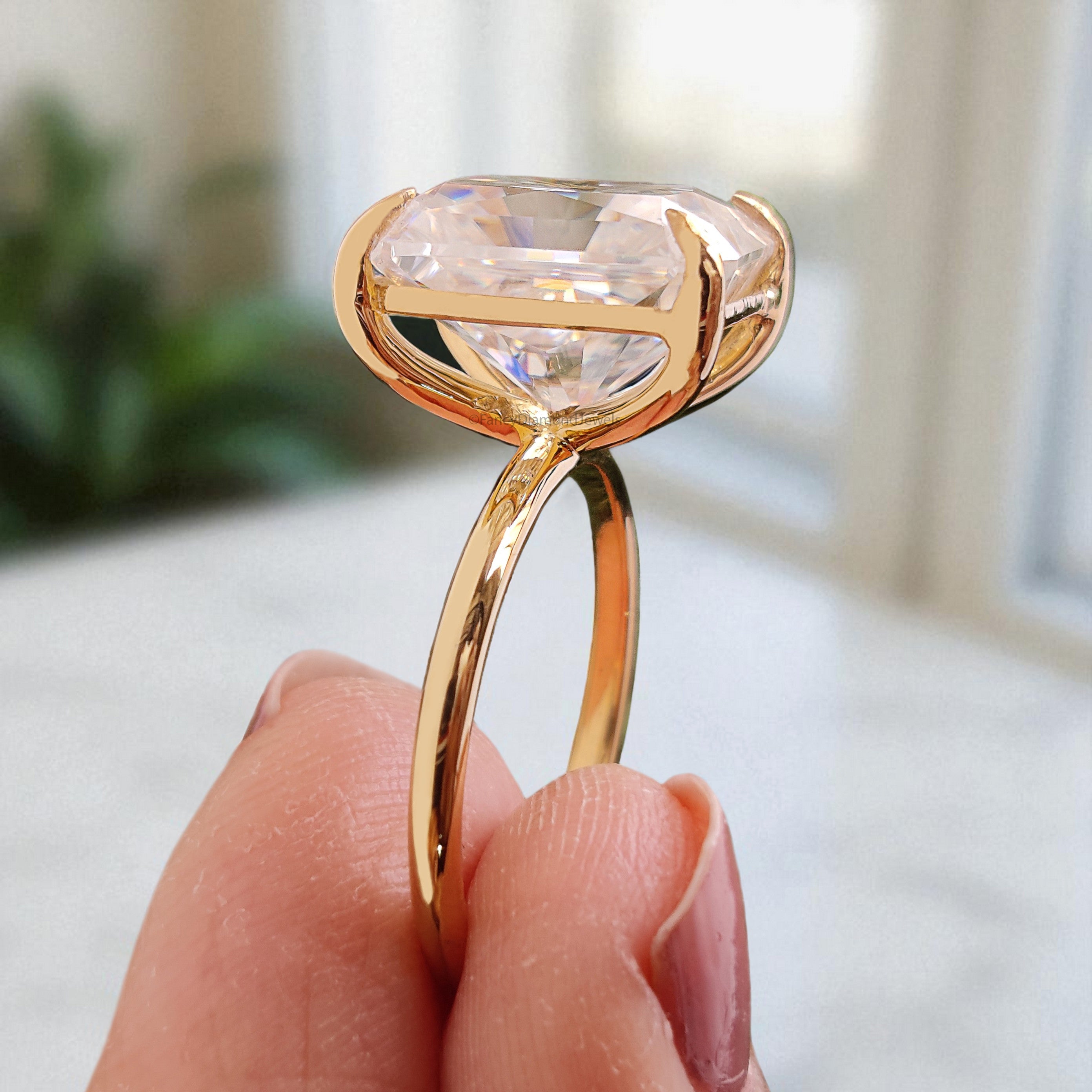 6.85 CT Radiant Cut Colorless Moissanite Ring Engagement Ring Prong Set Moissanite Ring Anniversary Ring For Women Yellow Gold Ring FD398