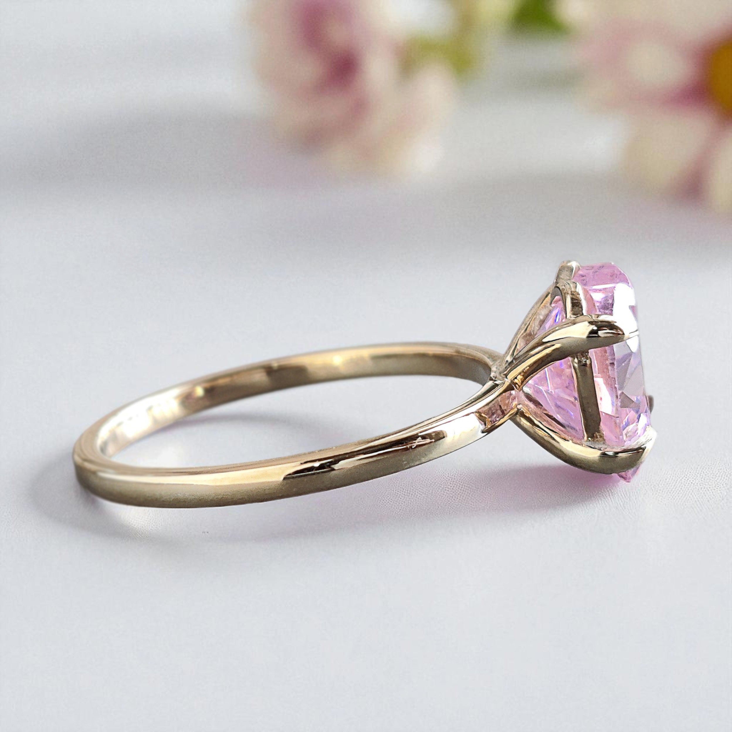 Heart Pink Tourmaline engagement ring 10mm 9mm 8mm 7mm 6mm stone ring Simulant Solitaire ring Diamond ring Silver ring Gift for her FD438