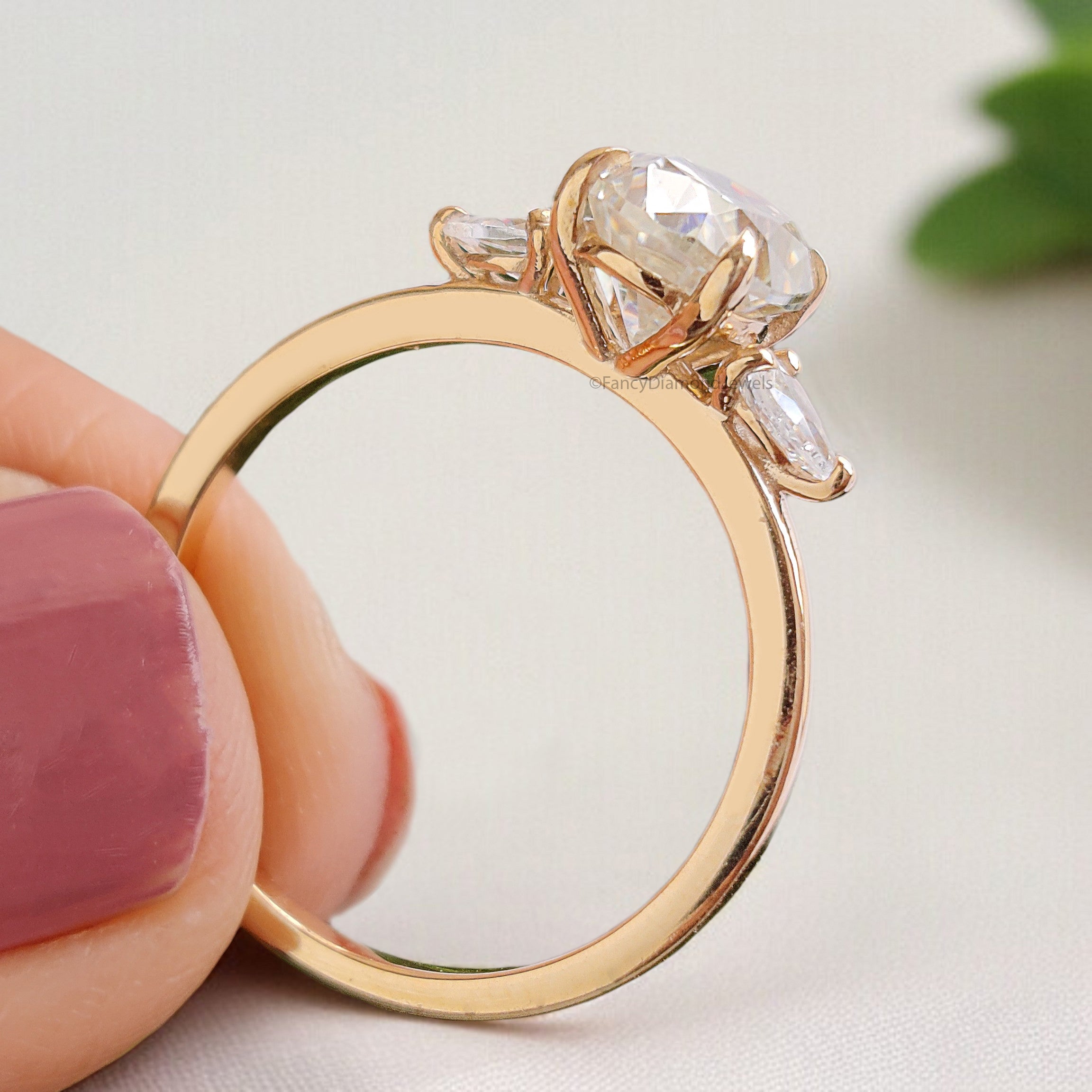 Oval Cut Lab Grown Diamond Engagement Ring 1.45 CT Colorless Oval Prong Set Wedding Ring For Women Anniversary Ring Three Stone Ring FD465