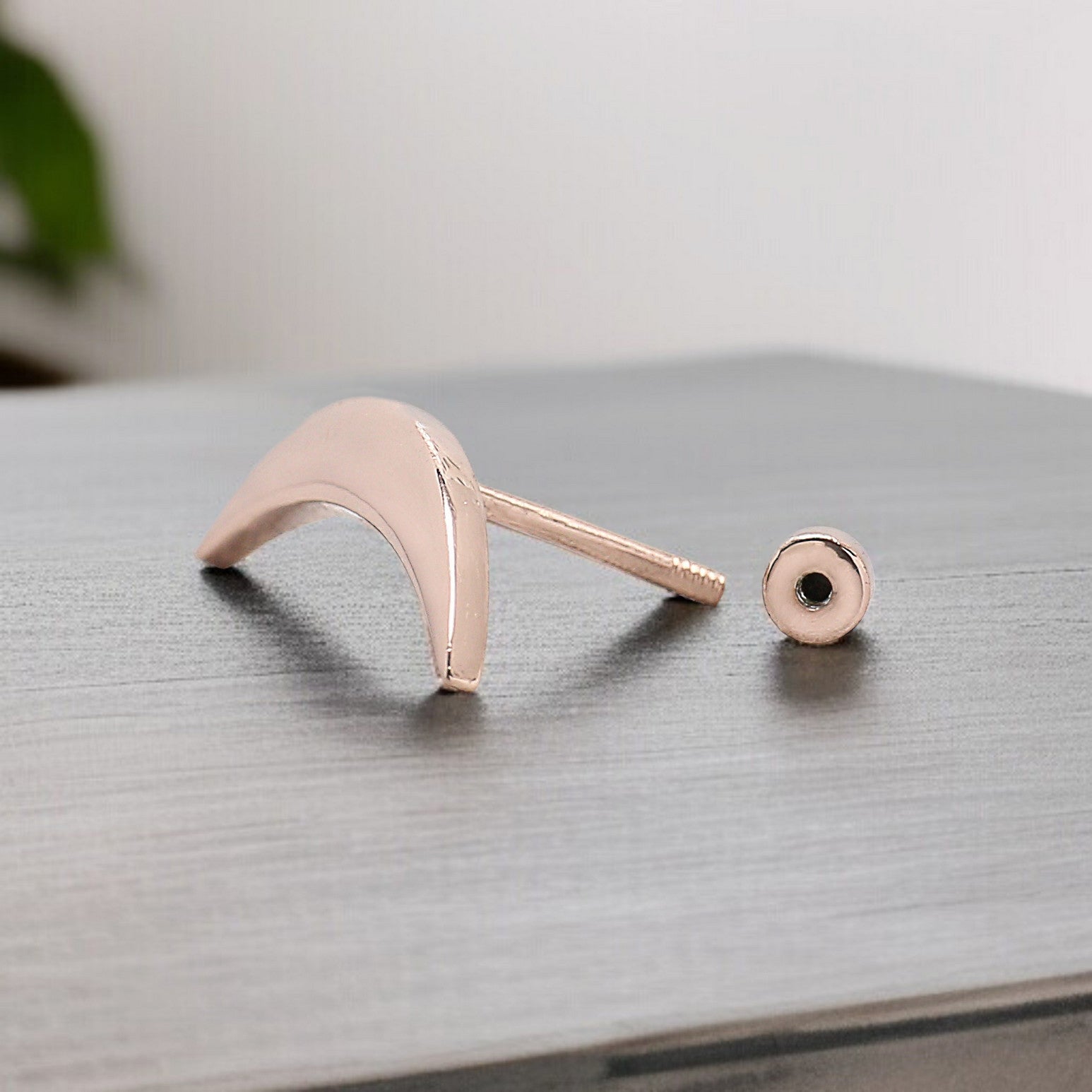 Cartilage Earring Crescent Moon Helix Earring Silver Minimalist Stud Piercing Dainty Jewelry Ear Cuff Earring Rose Gold Ear Cuff FD328