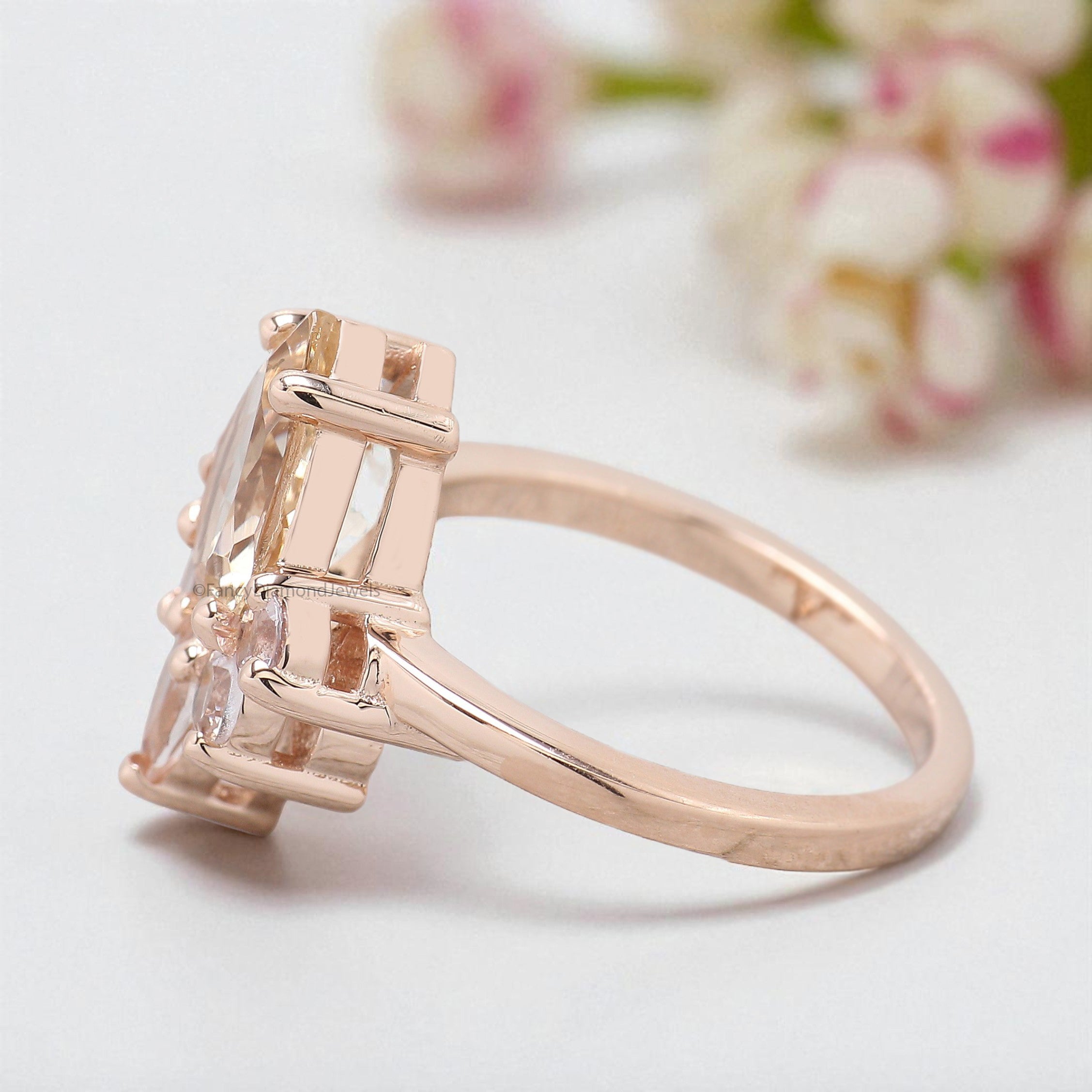 1.70 CT Pear Cut Natural Morganite Engagement Ring Rose Gold Ring Pear Shape Wedding Ring Unique Vintage Anniversary Ring Gift For Her FD436
