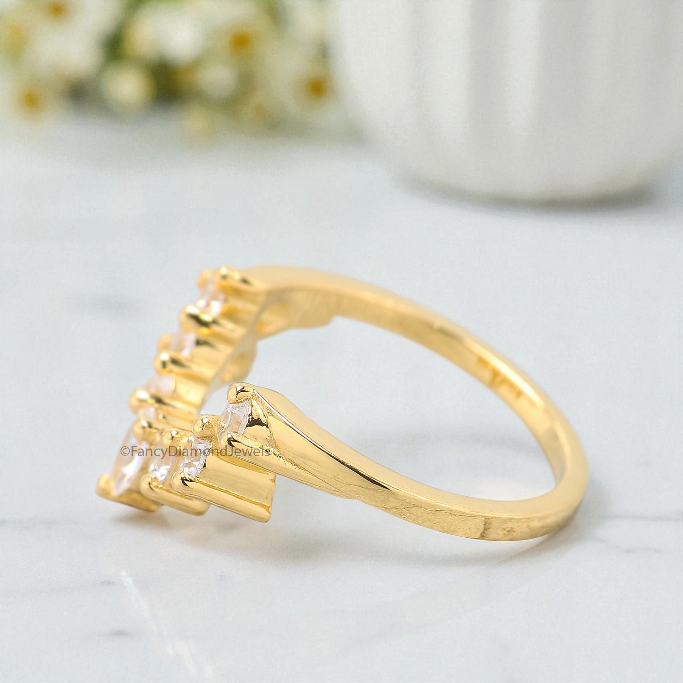 Natural White Diamond Curved Wedding Band 0.62 TW Silver/10K/14K/18K Gold Band Minimalist stacking dainty matching Band Gift For Her FD388