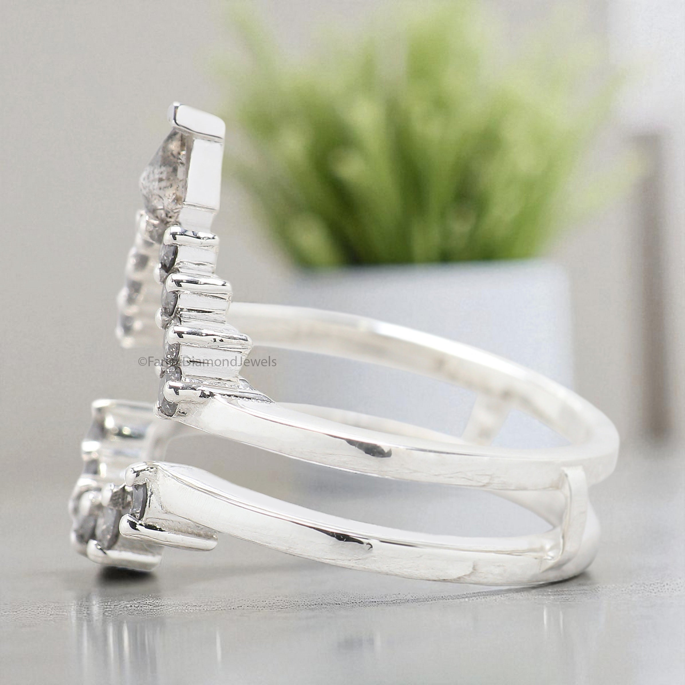 0.50 CTW Salt And Pepper Diamond Wedding Band Silver/10K/14K/18K Gold Band Minimalist stacking dainty matching Band anniversary Ring KD698