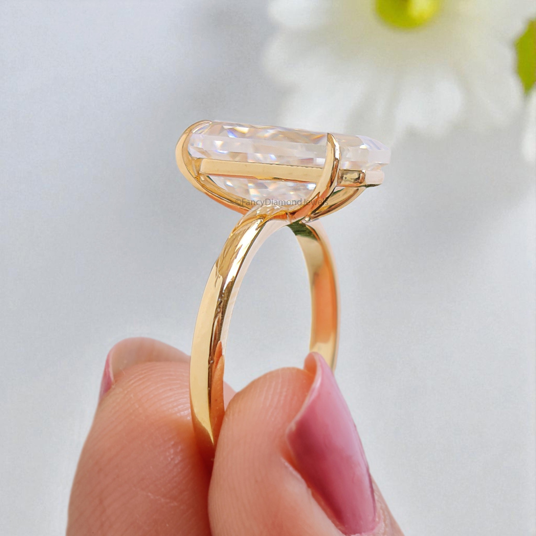 3.75 CT Coffin Brilliant Cut Moissanite Engagement Ring Prong Set Ring Solitaire Ring Wedding Ring Promise Ring For Women Gift For Her FD442