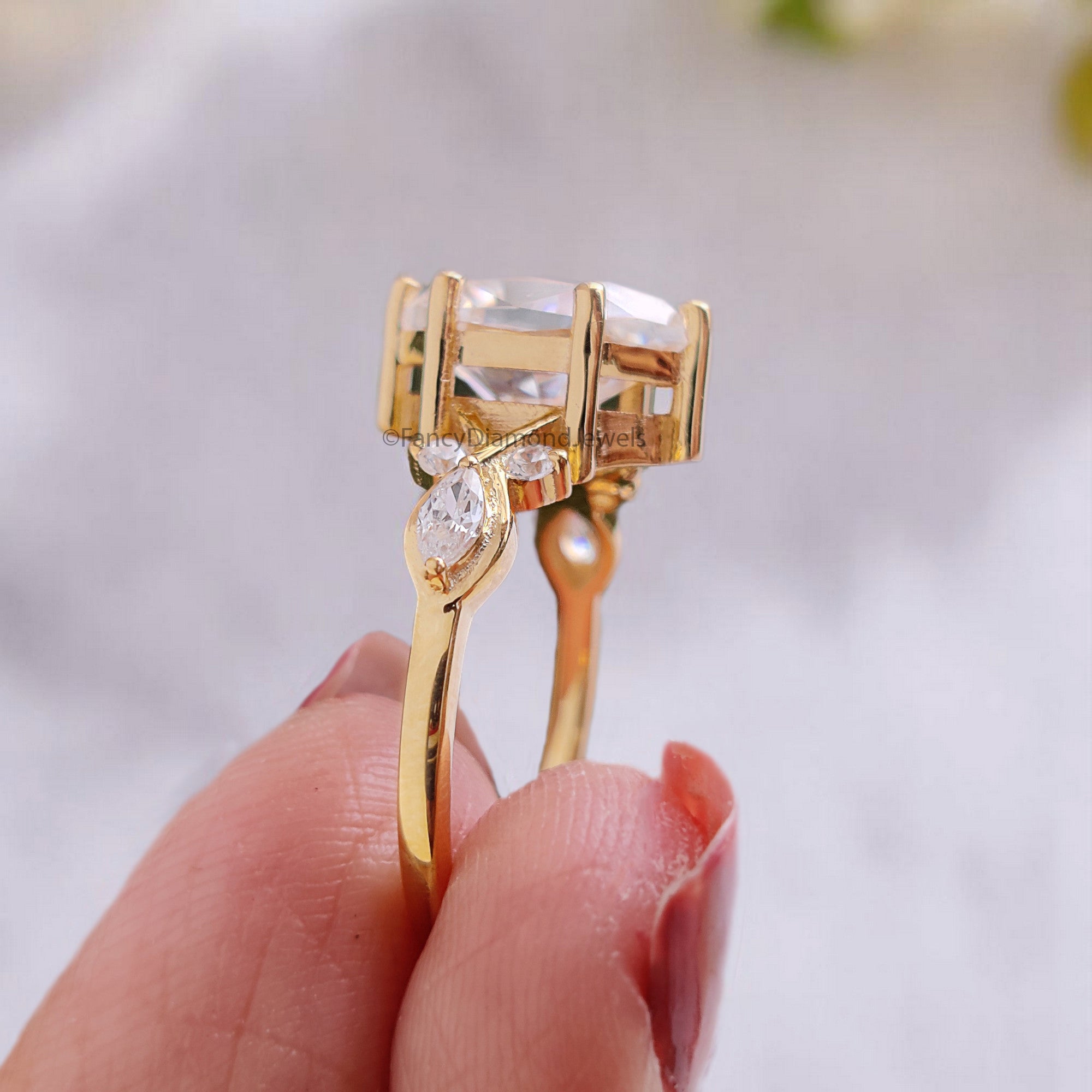 2.35 CT Hexagon Brilliant Cut Moissanite Engagement Ring Prong Setting Ring Marquise Moissanite Wedding Ring Promise Ring Gift For Her FD360