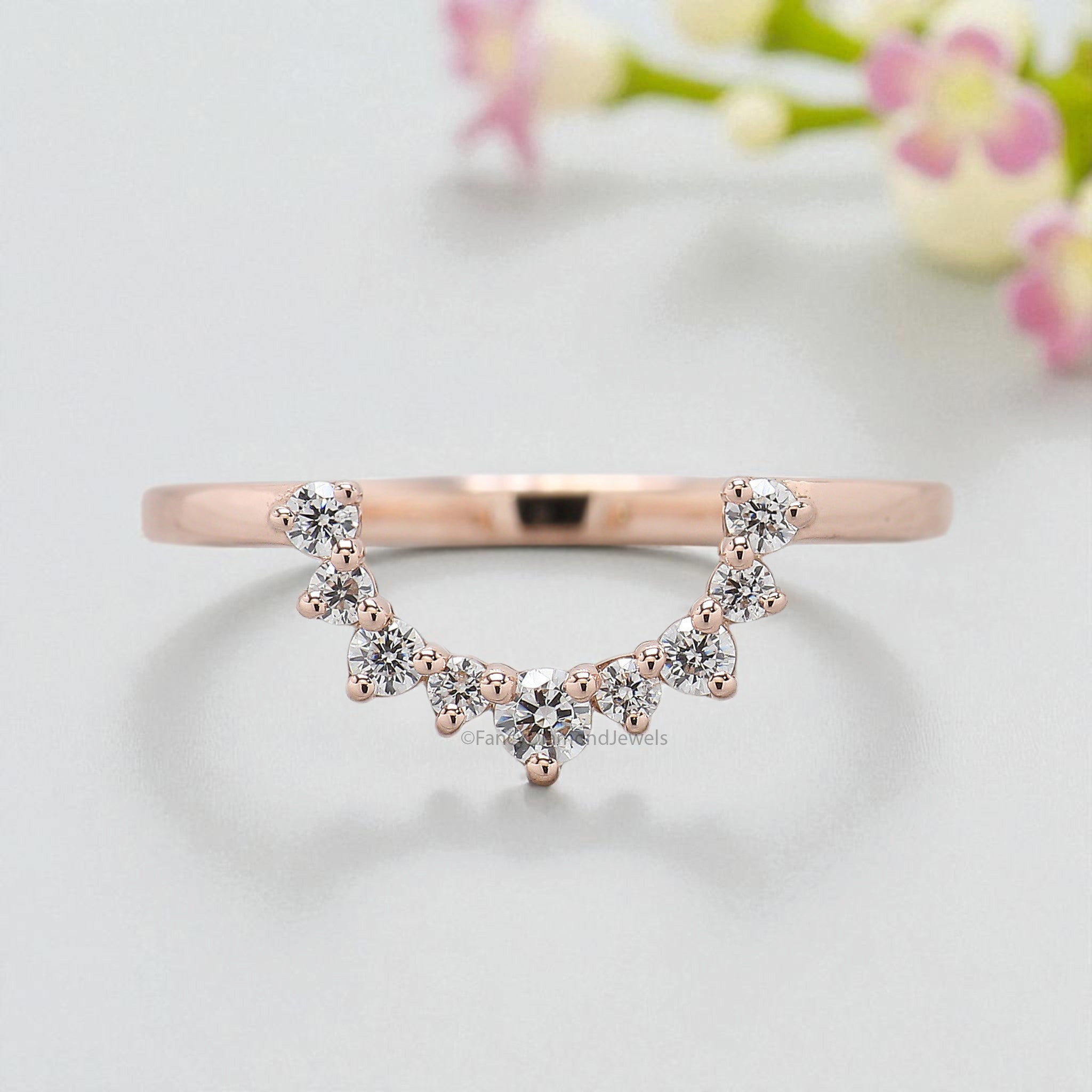 1.45 CT Pear Cut Natural Morganite Engagement Ring Set Rose Gold Ring Morganite Curved Wedding Ring Unique Vintage Ring Gift For Her FD447
