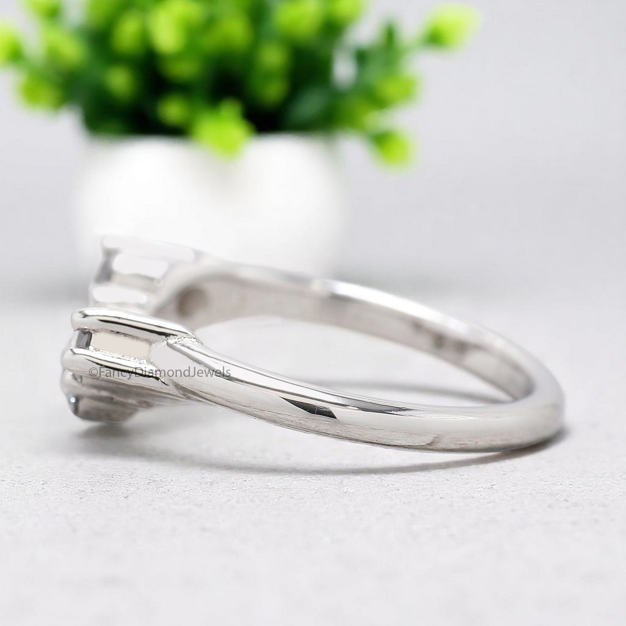 0.53 Ct Salt And Pepper Round Diamond Wedding Band Silver/10K/14K/18K Band Half Eternity Minimalist stacking dainty matching Ring KD929