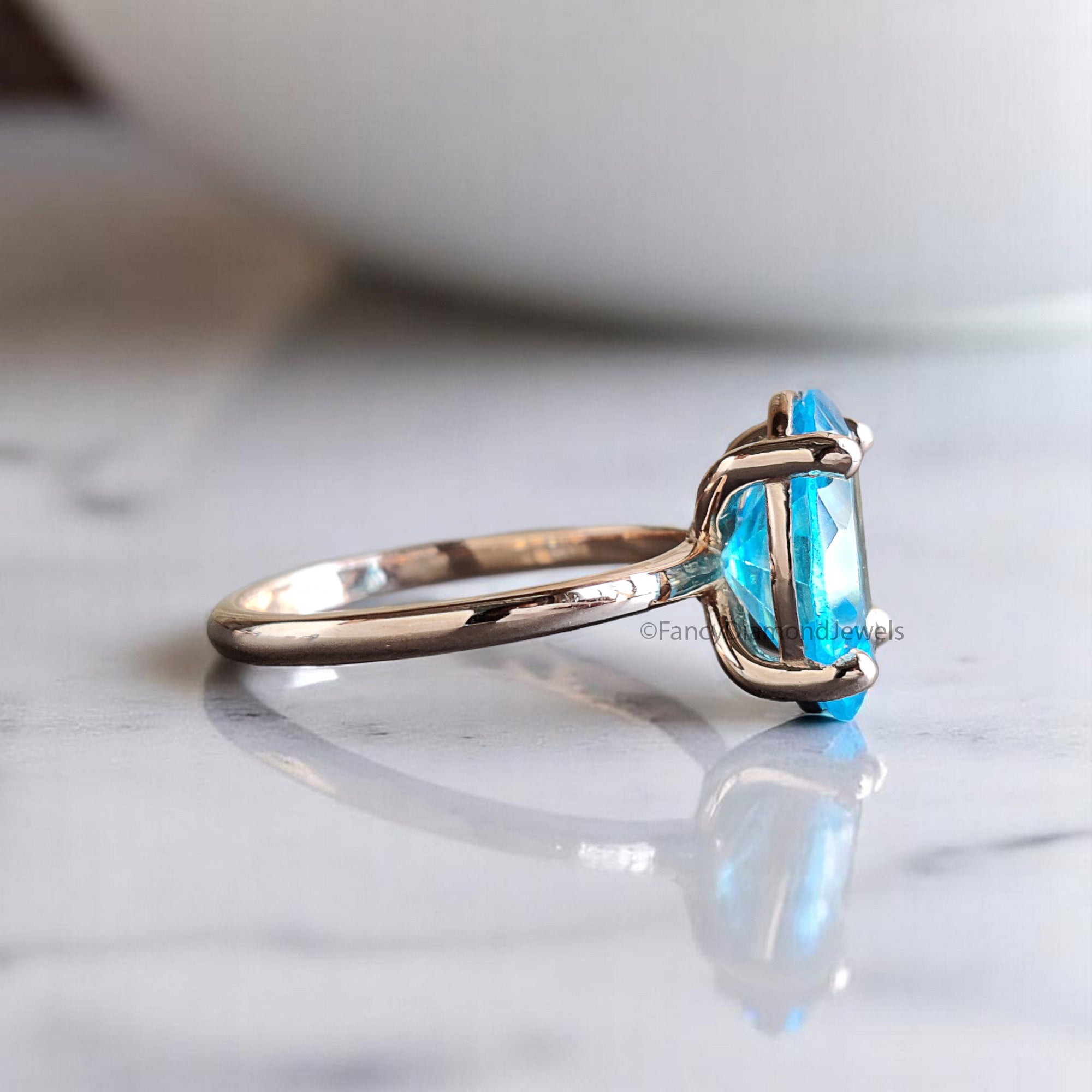 Oval Blue Aquamarine stone engagement ring 12mm 10mm 9mm 8mm 7mm  ring silver simulant Ring Solitaire ring Diamond ring Gift for her FD346