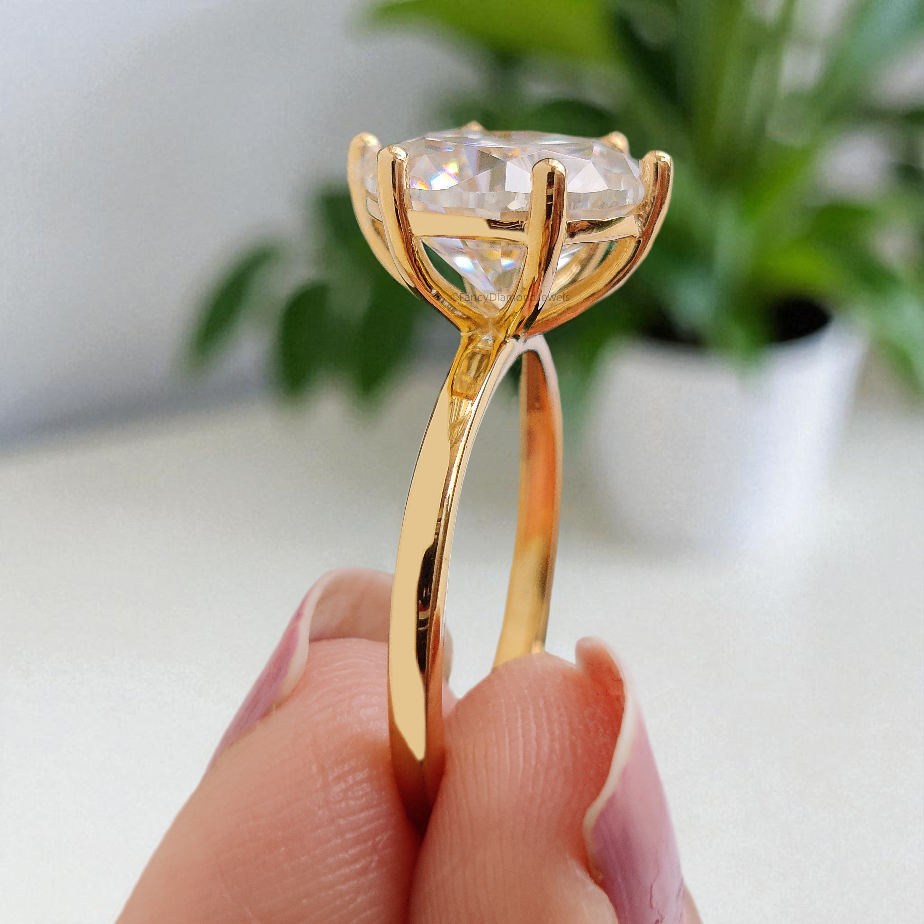 3.55 CT Round Brilliant Cut Colorless Moissanite Solitaire Ring Engagement Ring Wedding Ring Comfort Fit Yellow/White/Rose Gold Ring FD29
