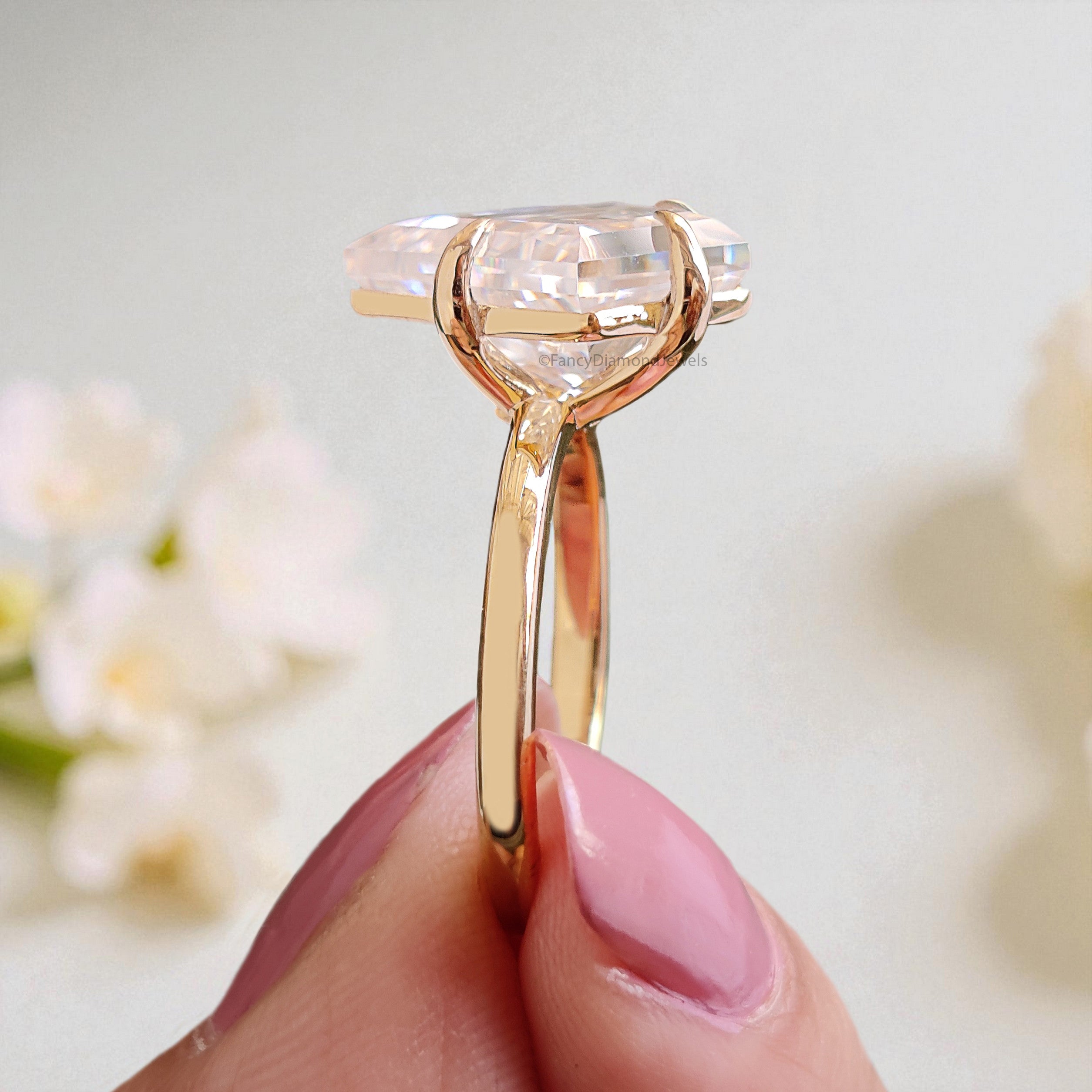 4.30 CT Kite Brilliant Cut Moissanite Engagement Ring Prong Set Ring Kite Solitaire Ring Wedding Ring Yellow Gold Ring Gift For Her FD454