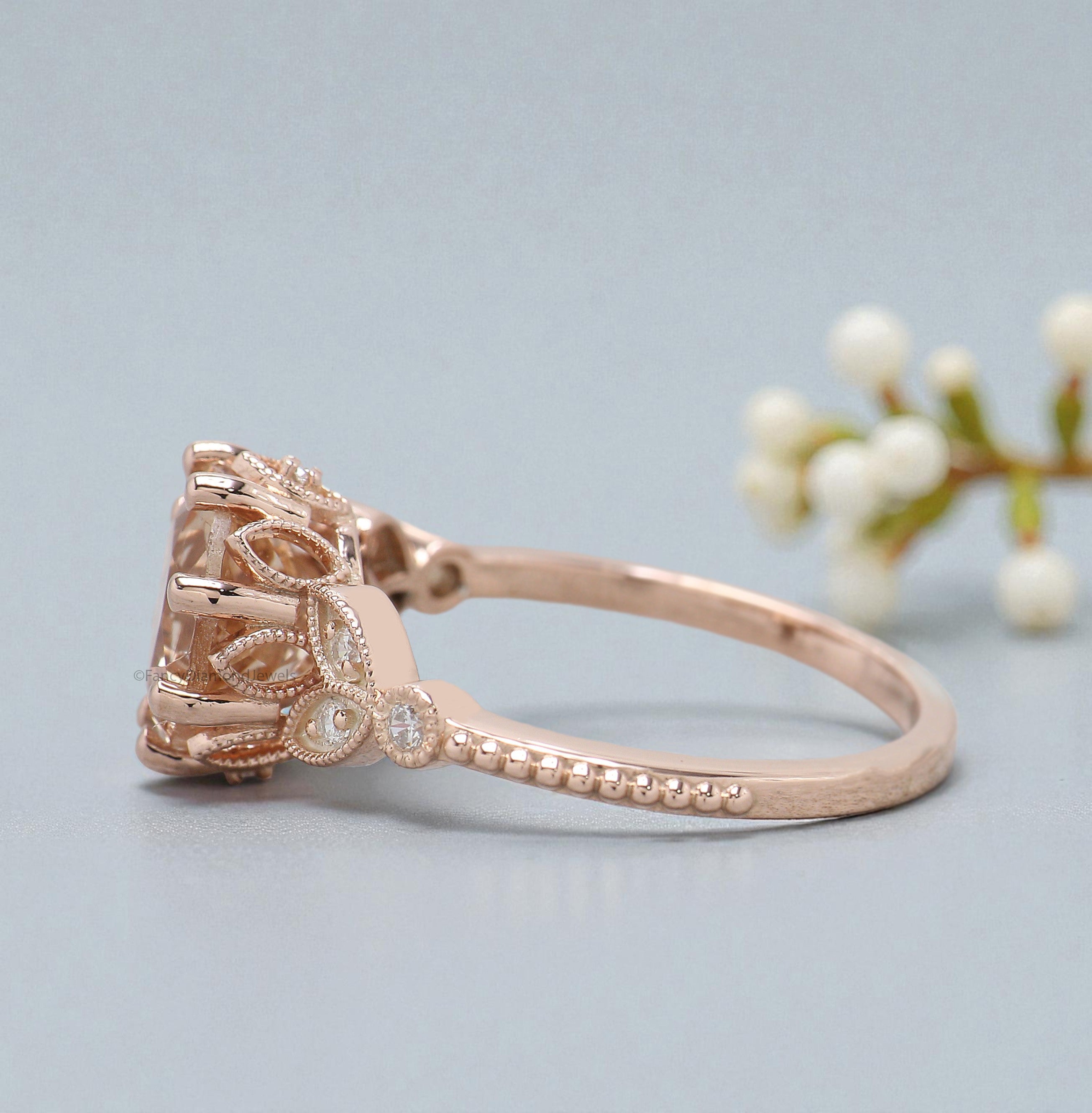 1.80 CT Round Brilliant Cut Natural Morganite Engagement Ring Rose Gold Ring Round Wedding Ring Unique Vintage Ring Gift For Her FD449