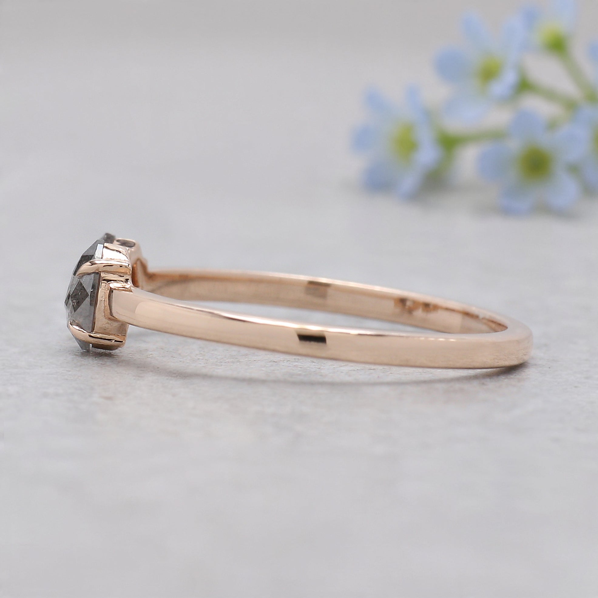 Toi Et Moi Salt And Pepper Diamond Ring 0.32 Ct 4.76 MM Mix Shape Diamond Ring 14K Rose Gold Silver Engagement Ring Gift For Her KDN2397