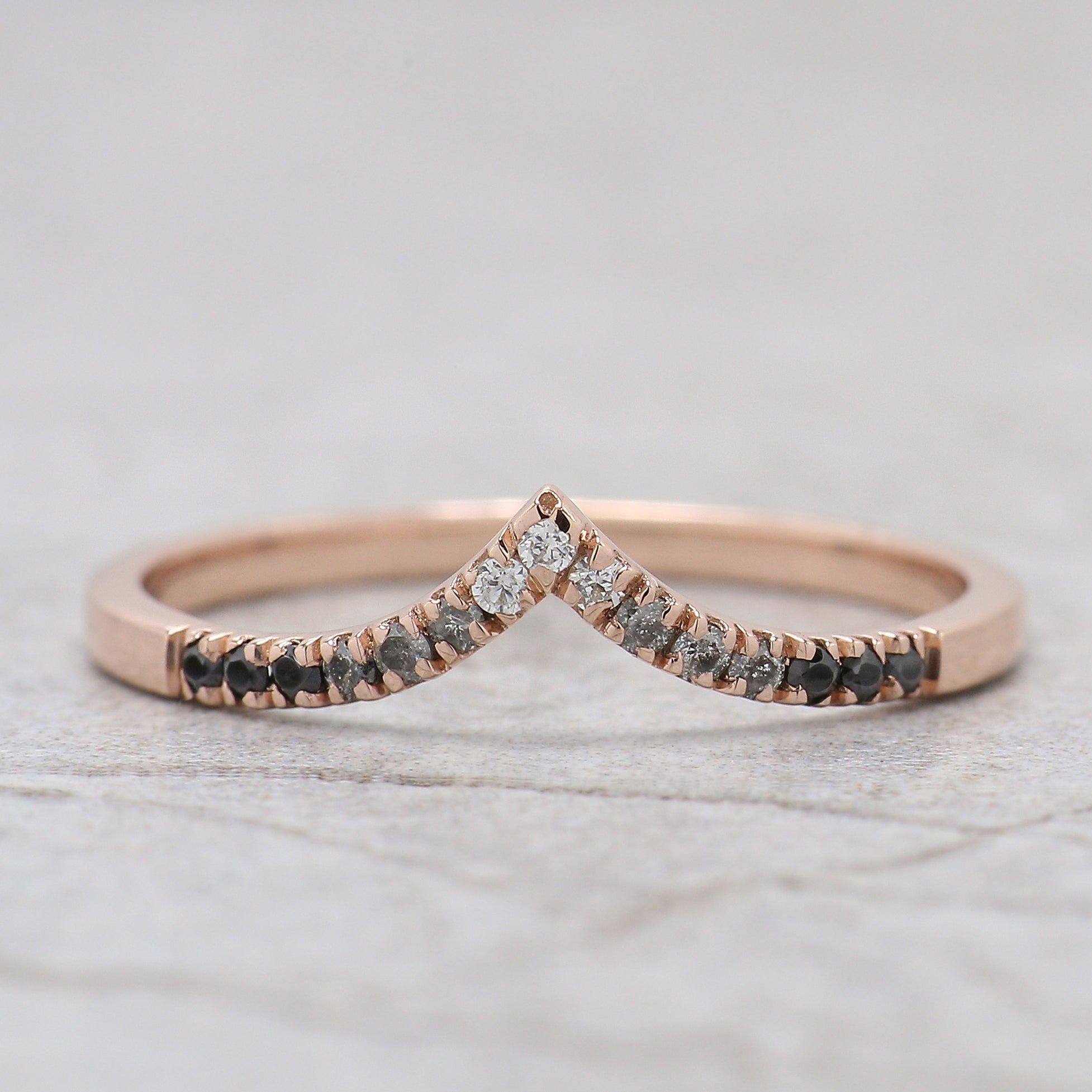 Pear Cut Salt And Pepper Diamond Ring 0.74 Ct 6.73 MM Pear Cut Diamond Ring 14K Solid Rose Gold Silver Engagement Ring Gift For Her KDL2936