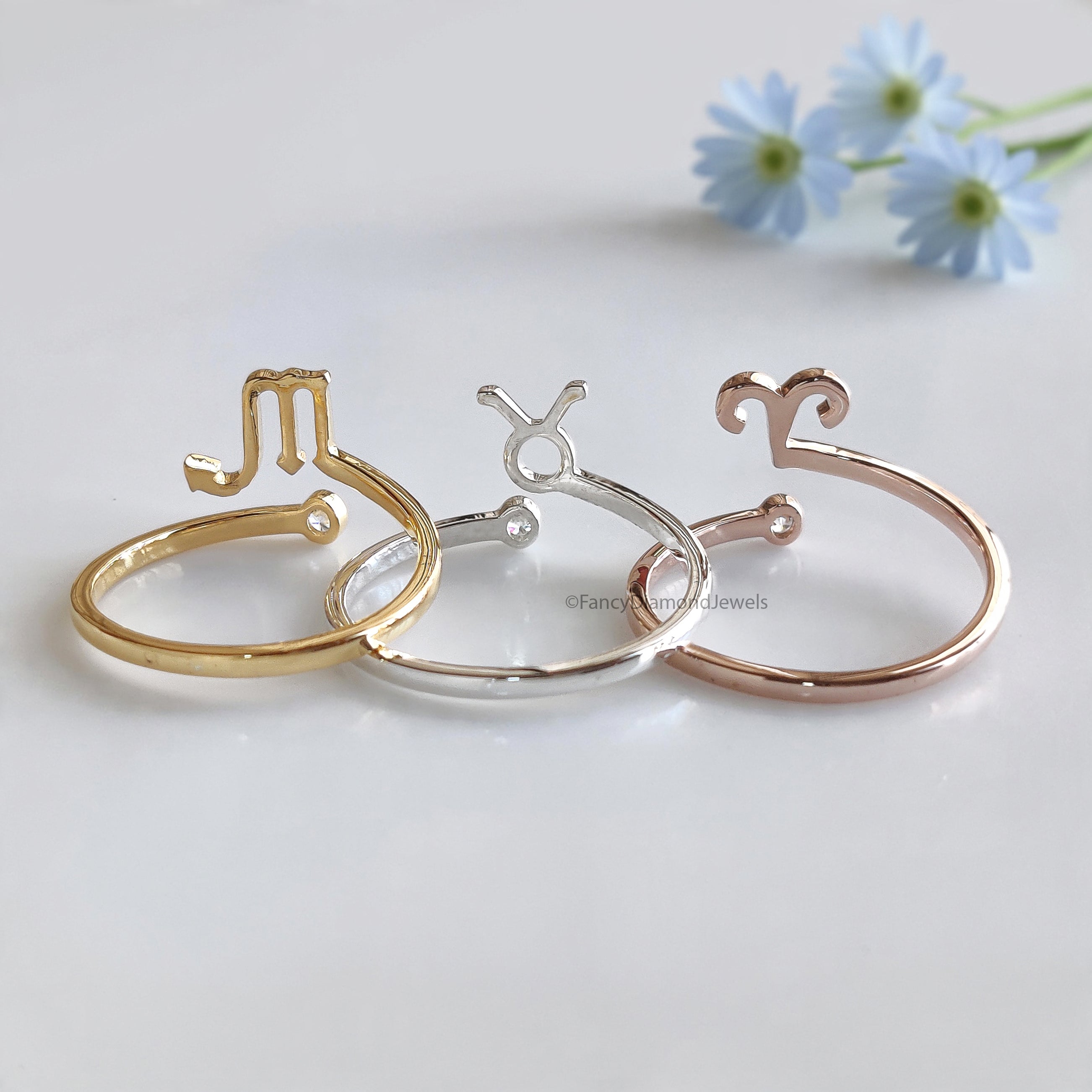 Zodiac Moissanite Ring Zodiac Jewelry 925 Sterling Silver Rings Constellation Ring Personalized Bridesmaid Gift Wedding Jewelry Women FD537