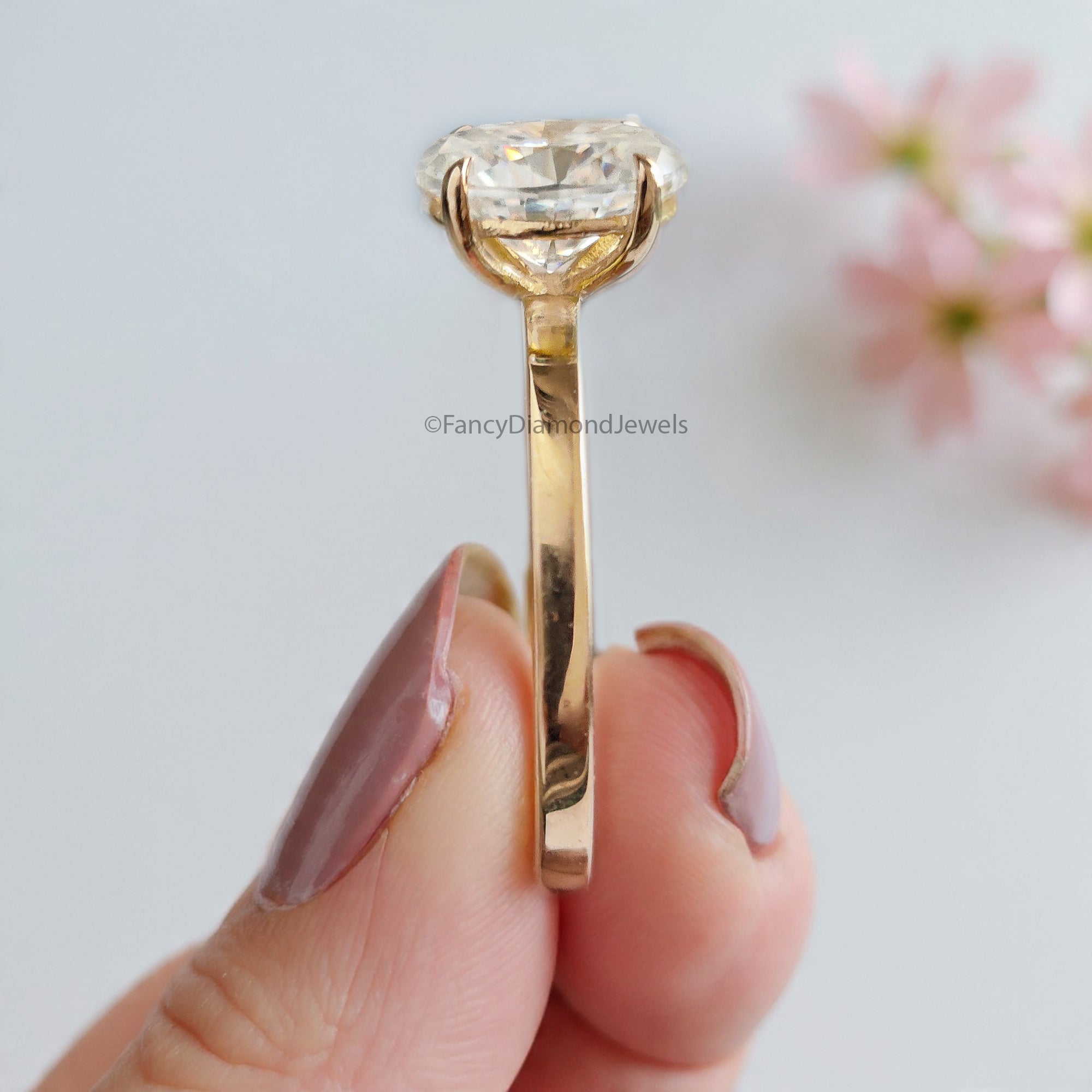 Beautiful Oval Shape Moissanite Ring Yellow Gold 10k/14k/18k 1.50 CT Oval Cut Ring Oval Wedding Engagement Ring Oval Colorless Ring FD15