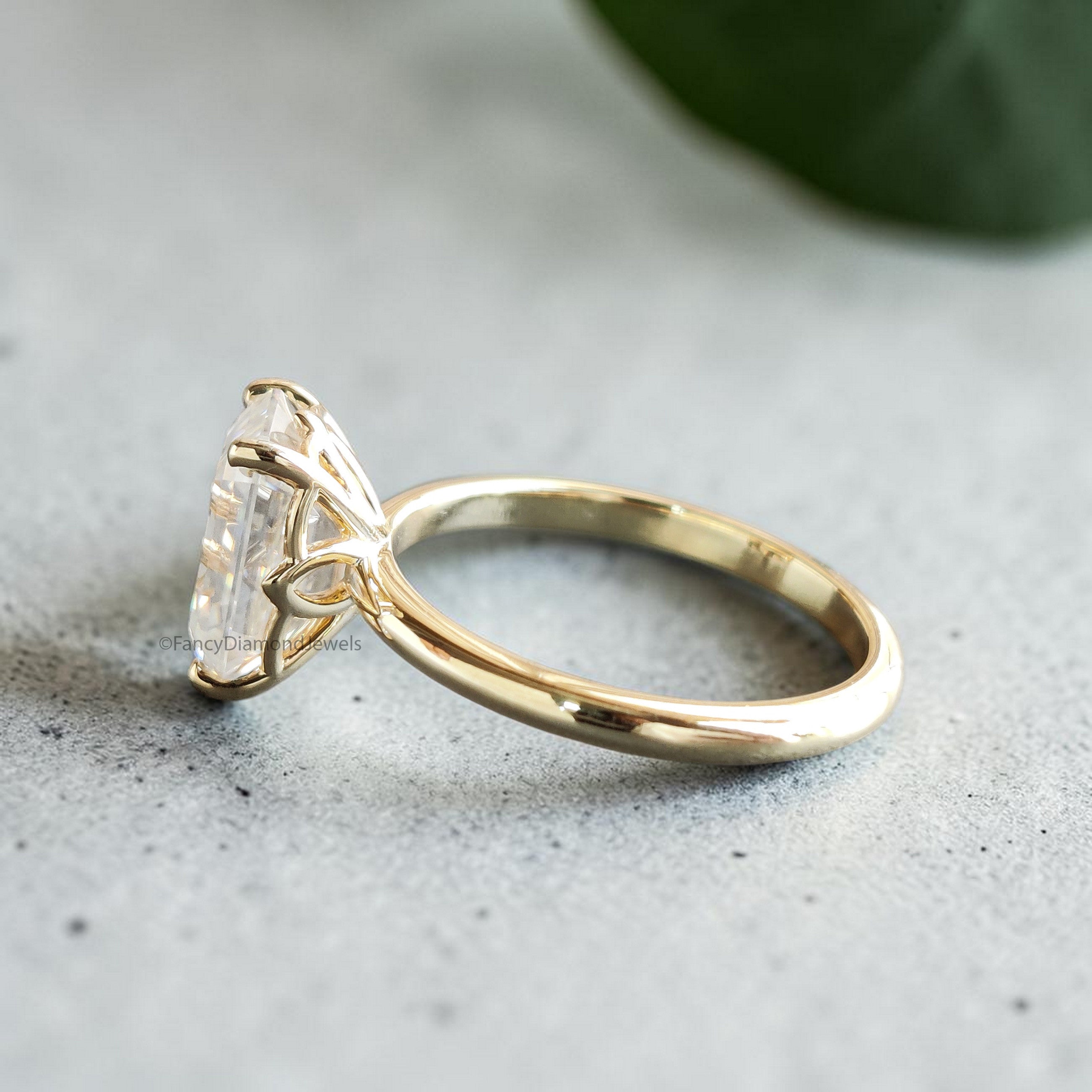 2.55 CT Emerald Cut Lab Grown Diamond Engagement Ring Emerald Diamond Statement ring Prong Set Floral Set Emerald Ring for Her FD476