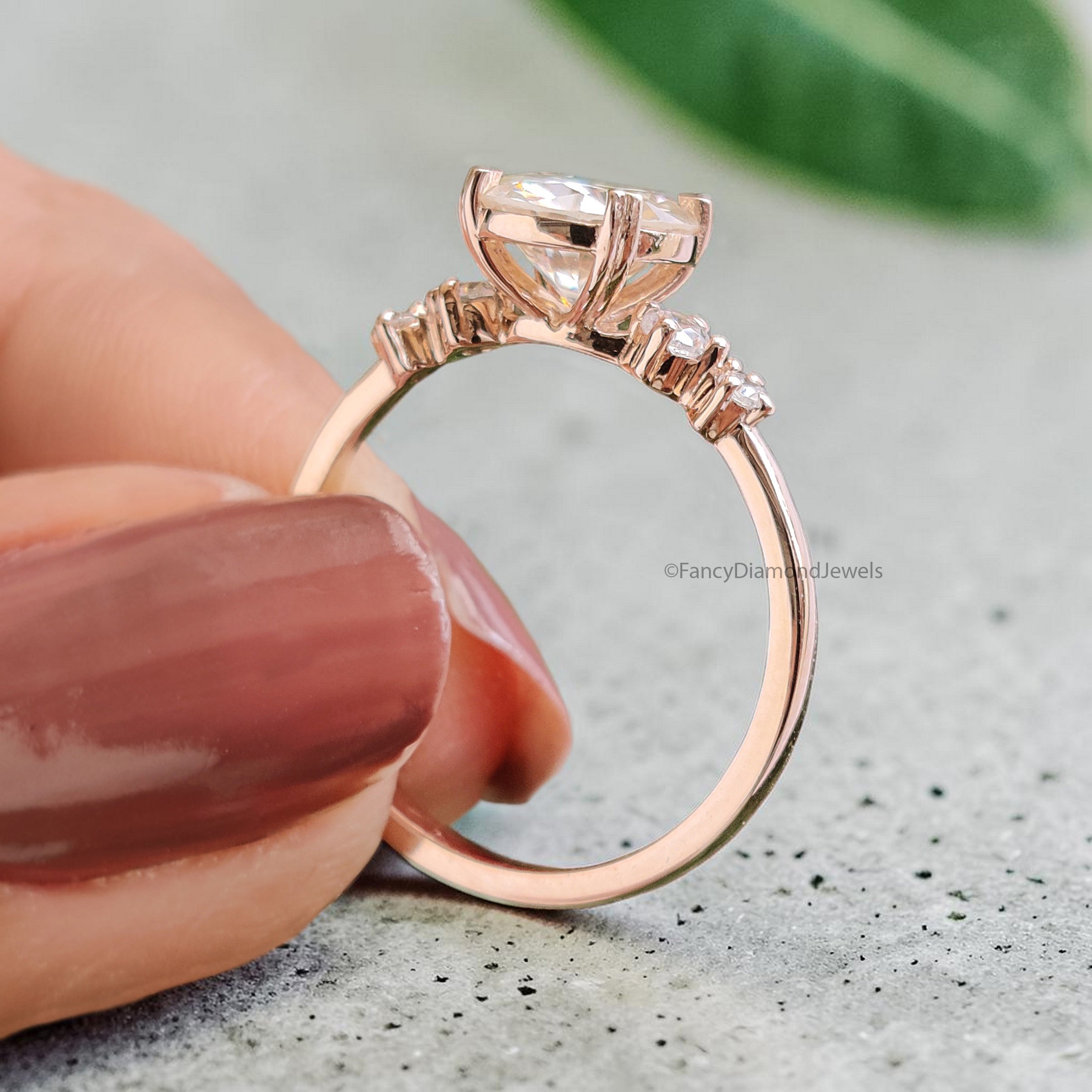 Dainty Engagement Ring 7 MM Round Cut Moissanite Ring 14K Rose Gold Ring Prong Set Ring Stack Ring Promise Bridal Ring Ring For Women FD105