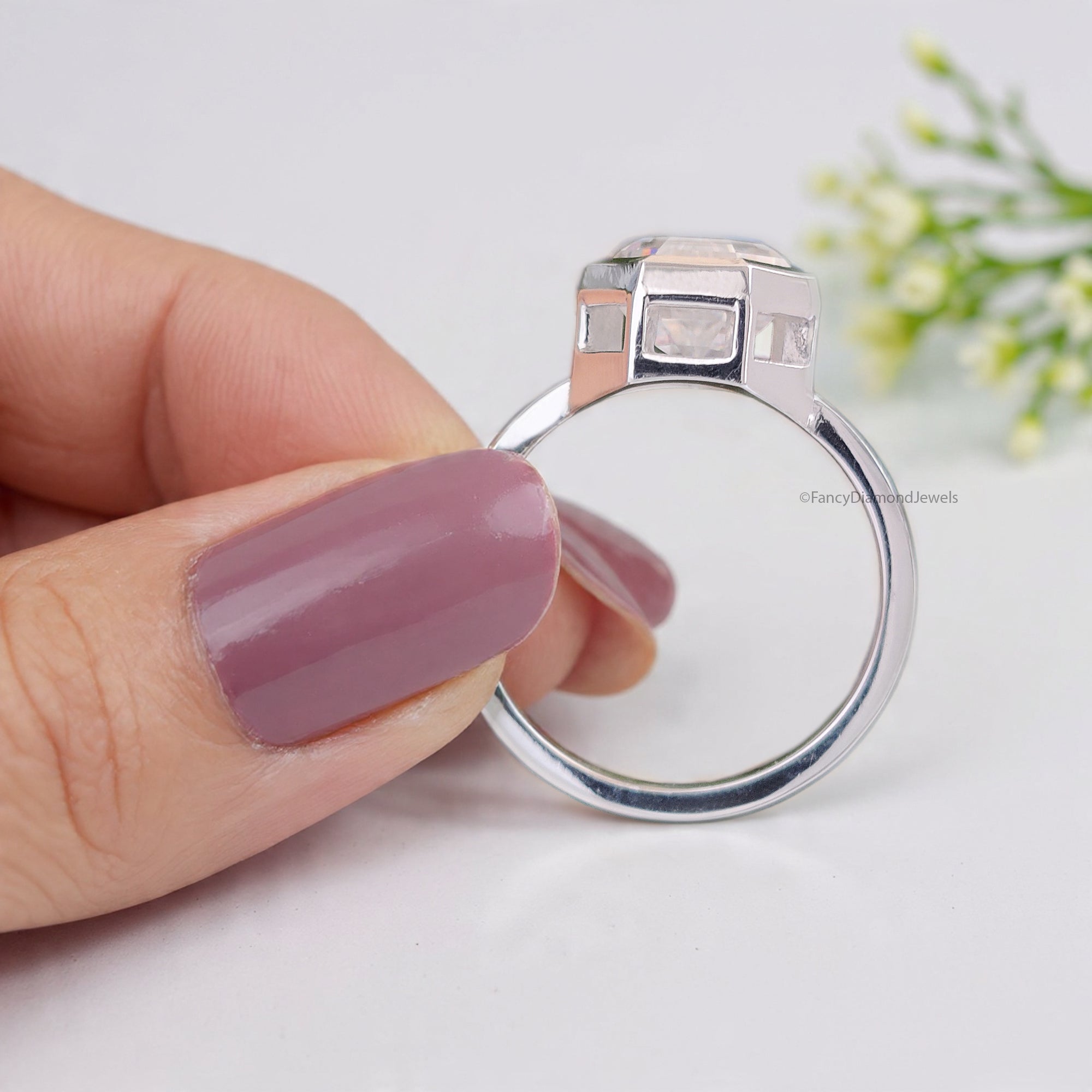 2.30 CT Shield Shape Moissanite Engagement Ring Colorless Moissanite Ring Bezel Set Wedding Ring Unique Moissanite Ring Gift for Her FD47