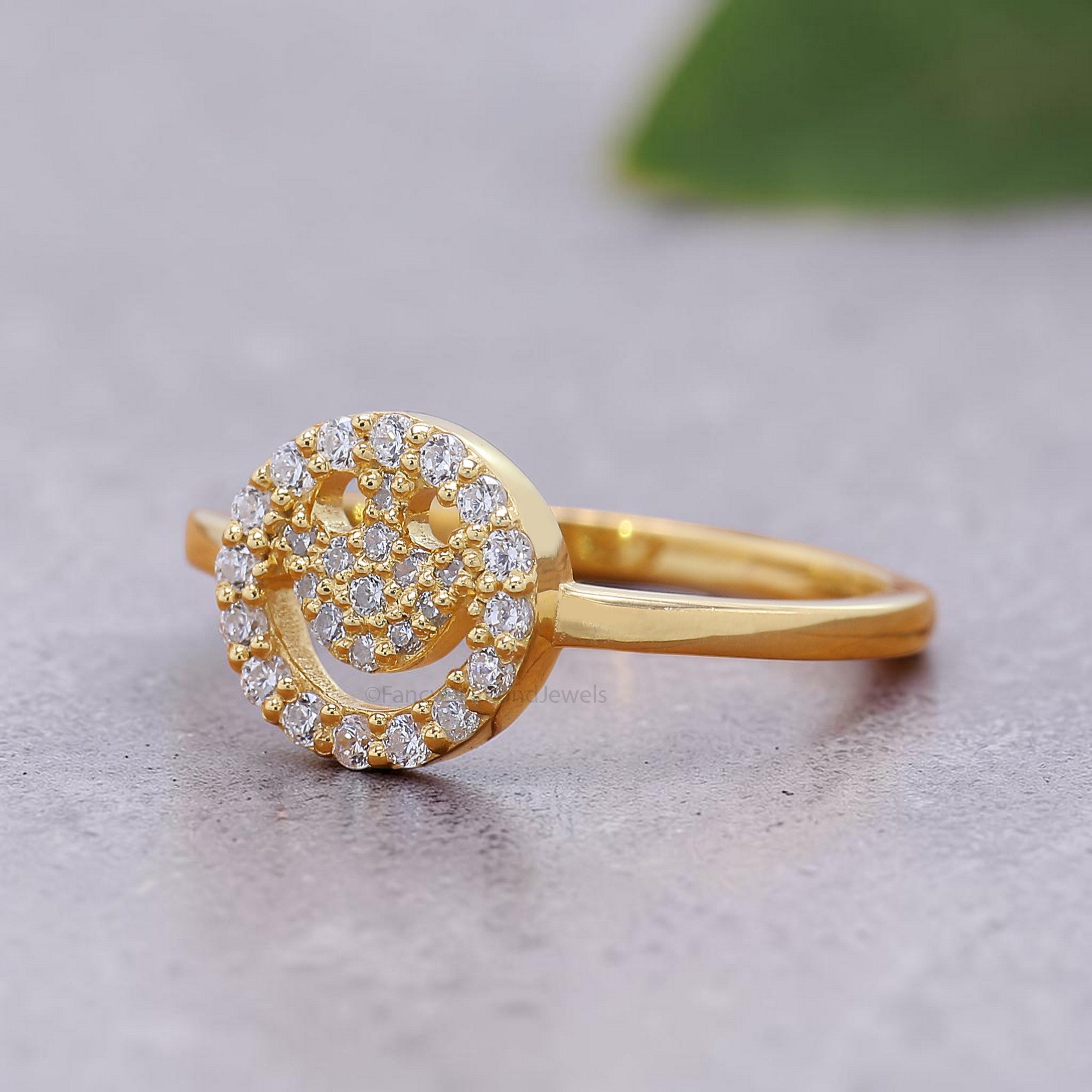 Minimalist Diamond Ring, Smile Face Round Diamond Pave Ring, Daily Wear Rings, Lab Diamond Ring, Smiley Face Ring, Gift For Daughter FD567