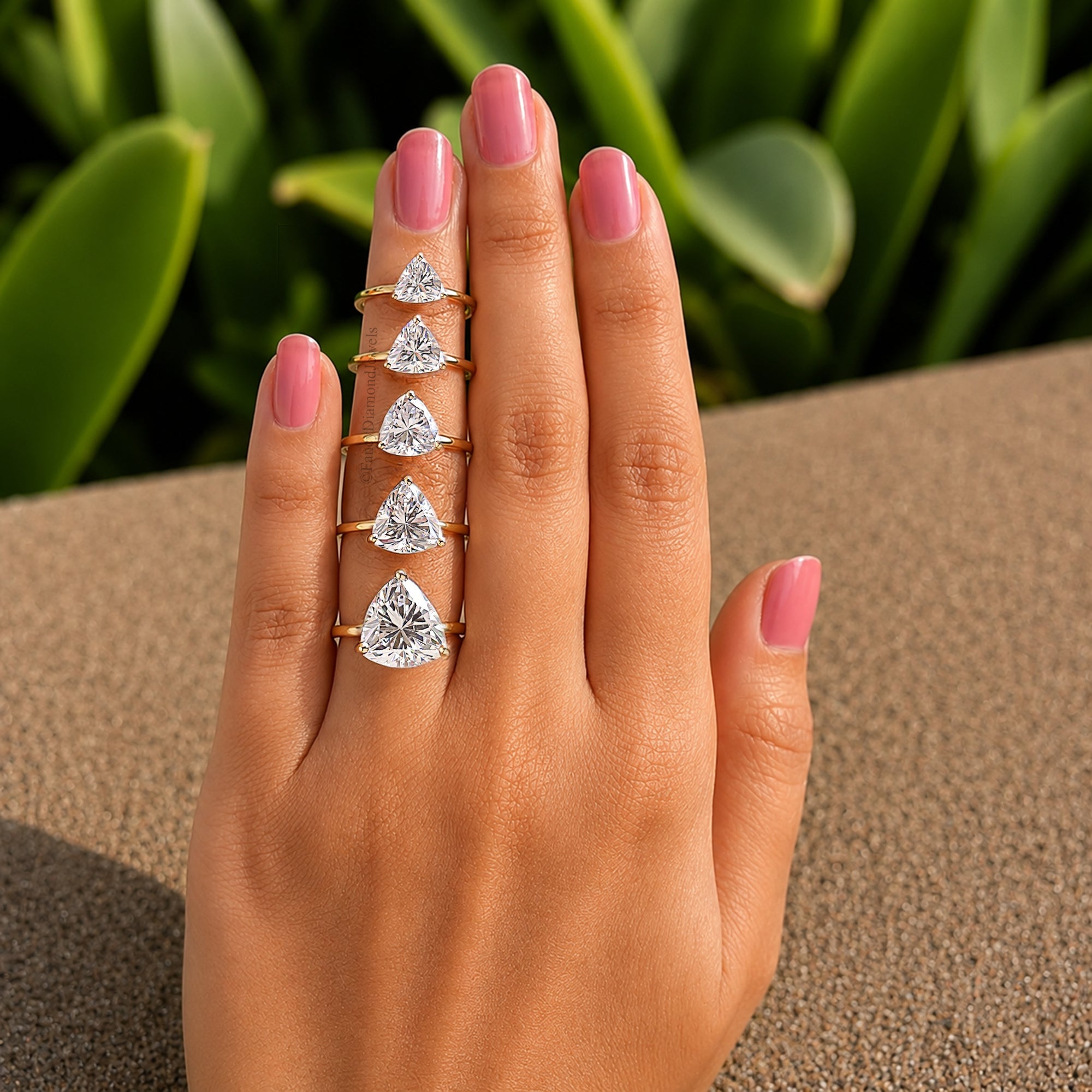 Trillion Cut Engagement ring 6mm 7mm 8mm 9mm 10mm Stone Ring Silver Promise Ring Triangle Shape Diamond Solitaire Ring Gift For Her FD439