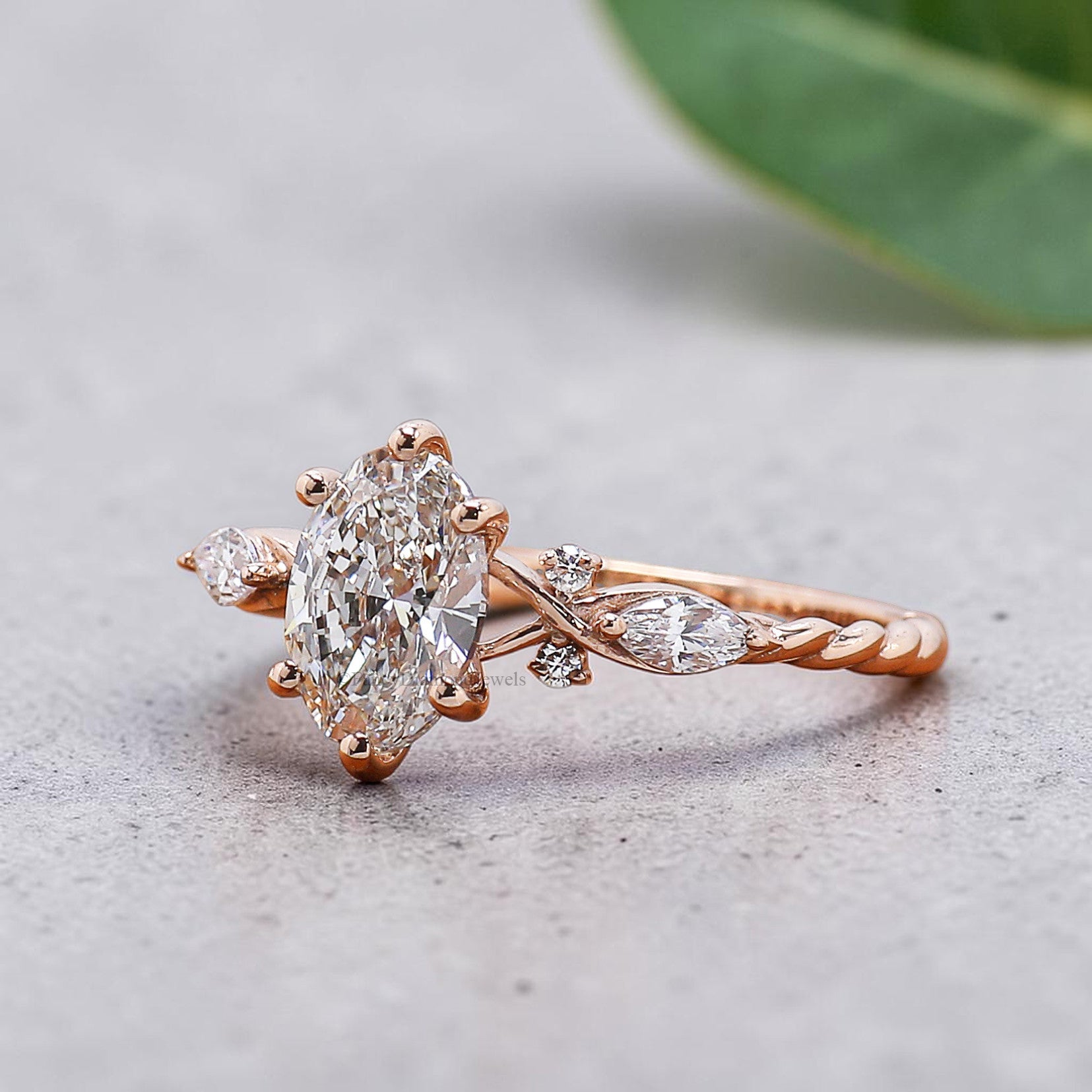 Oval Shape Lab Grown Diamond Engagement Ring Solid Gold Ring Oval Cut Lab Diamond Ring 3/4 Eternity Twisted Ring Anniversary Gift FD580