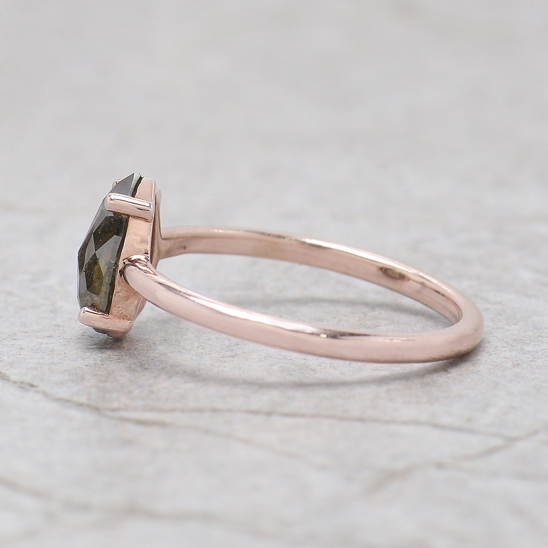 Pear Cut Green Color Diamond Ring 1.16 Ct 8.70 MM Pear Shape Diamond Ring 14K Solid Rose Gold Silver Pear Engagement Ring Gift For Her KDK2608