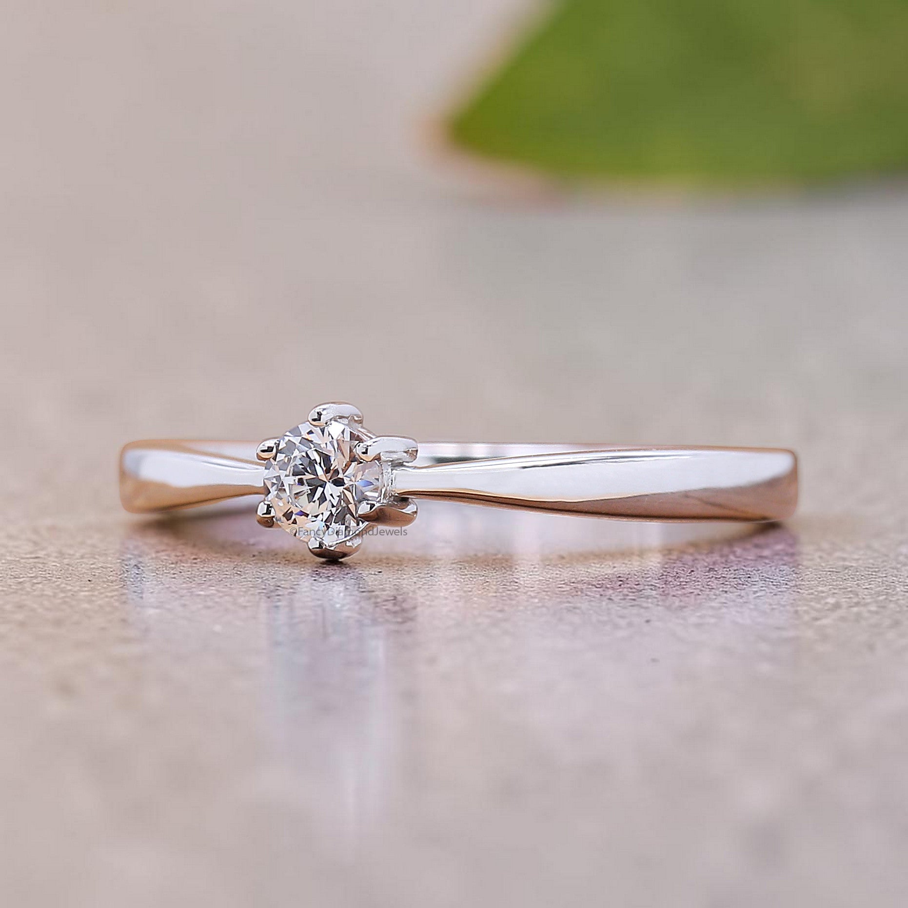 Minimalist Engagement Ring, Round Lab Grown Diamond Ring, 14K Solid Gold Solitaire Ring, Unique Wedding Ring, Anniversary Gift For Her FD565