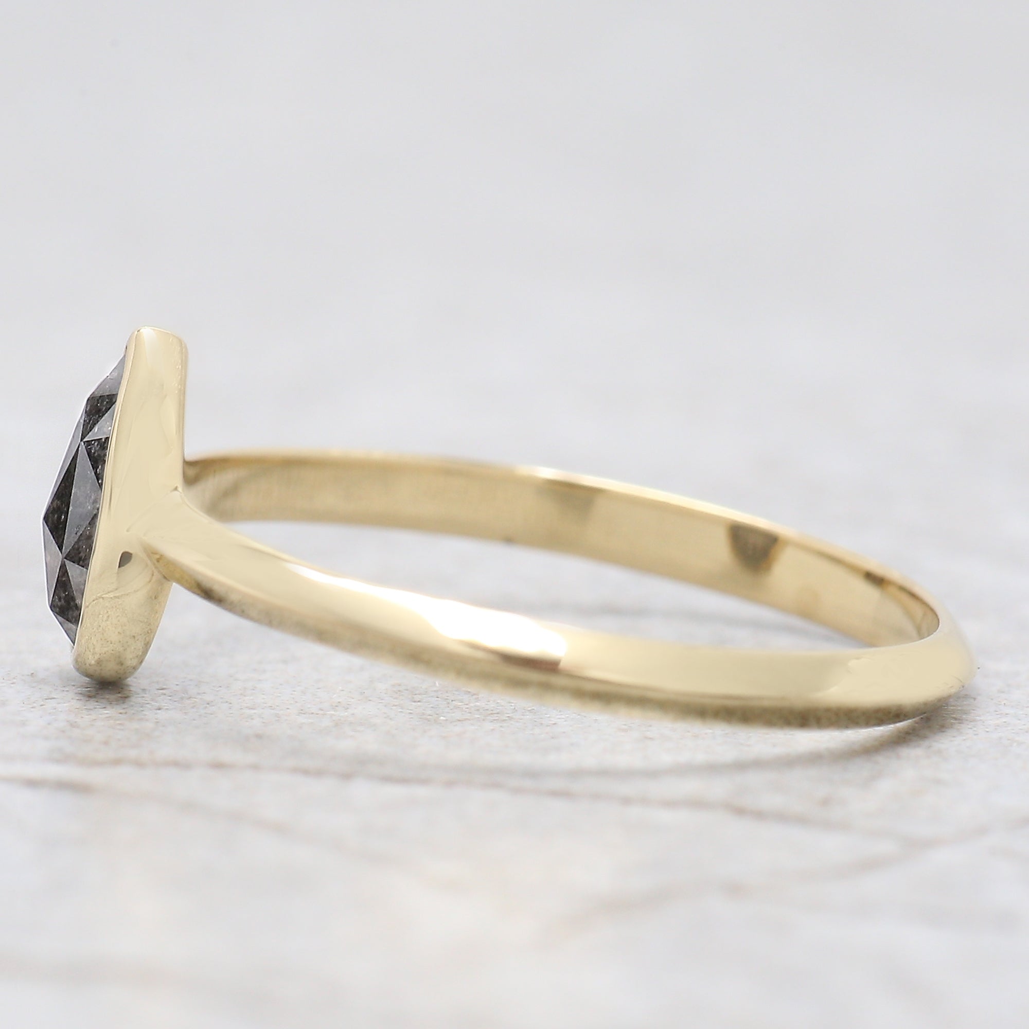 Pear Cut Salt And Pepper Diamond Ring 0.58 Ct 7.05 MM Pear Diamond Ring 14K Solid Yellow Gold Silver Engagement Ring Gift For Her QN9259