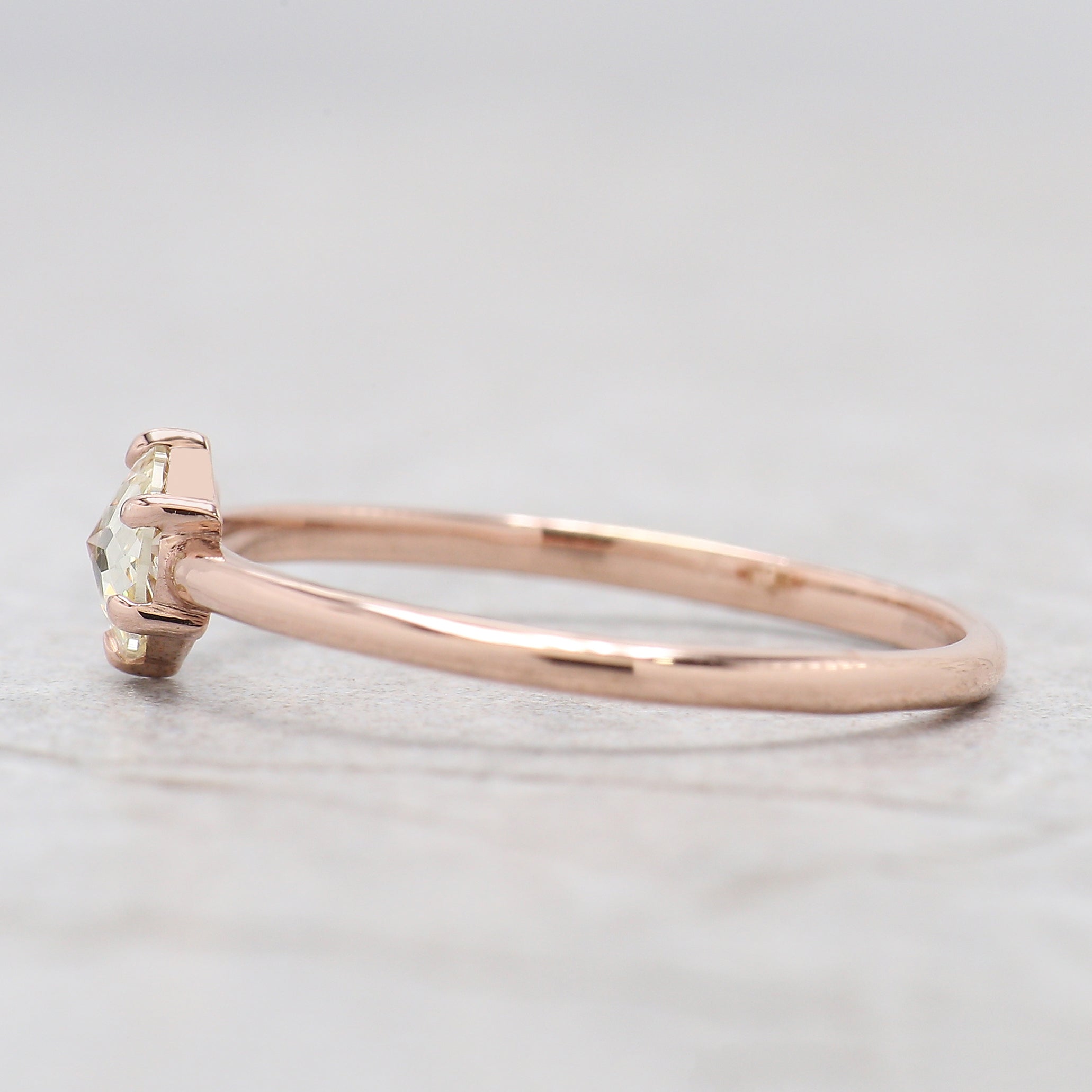 Round Rose Cut Salt And Pepper Diamond Ring 0.39 Ct 4.71 MM Round Diamond Ring 14K Rose Gold Silver Engagement Ring Gift For Her QN2238