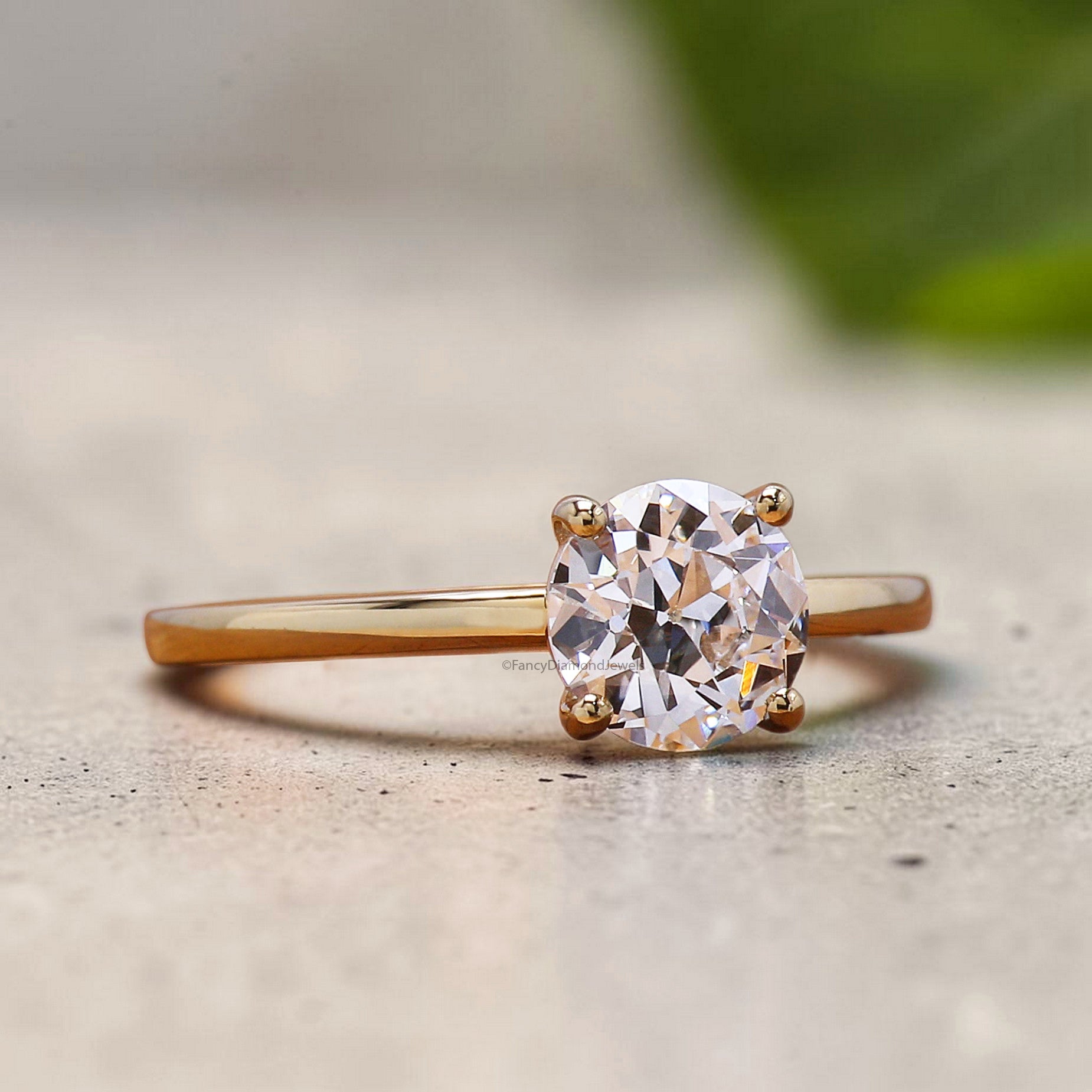 Old European Cut Diamond Engagement Ring, Vintage Style Lab Grown Round Diamond Solitaire Ring, Anniversary Gift Ring, Gift for Her FD561