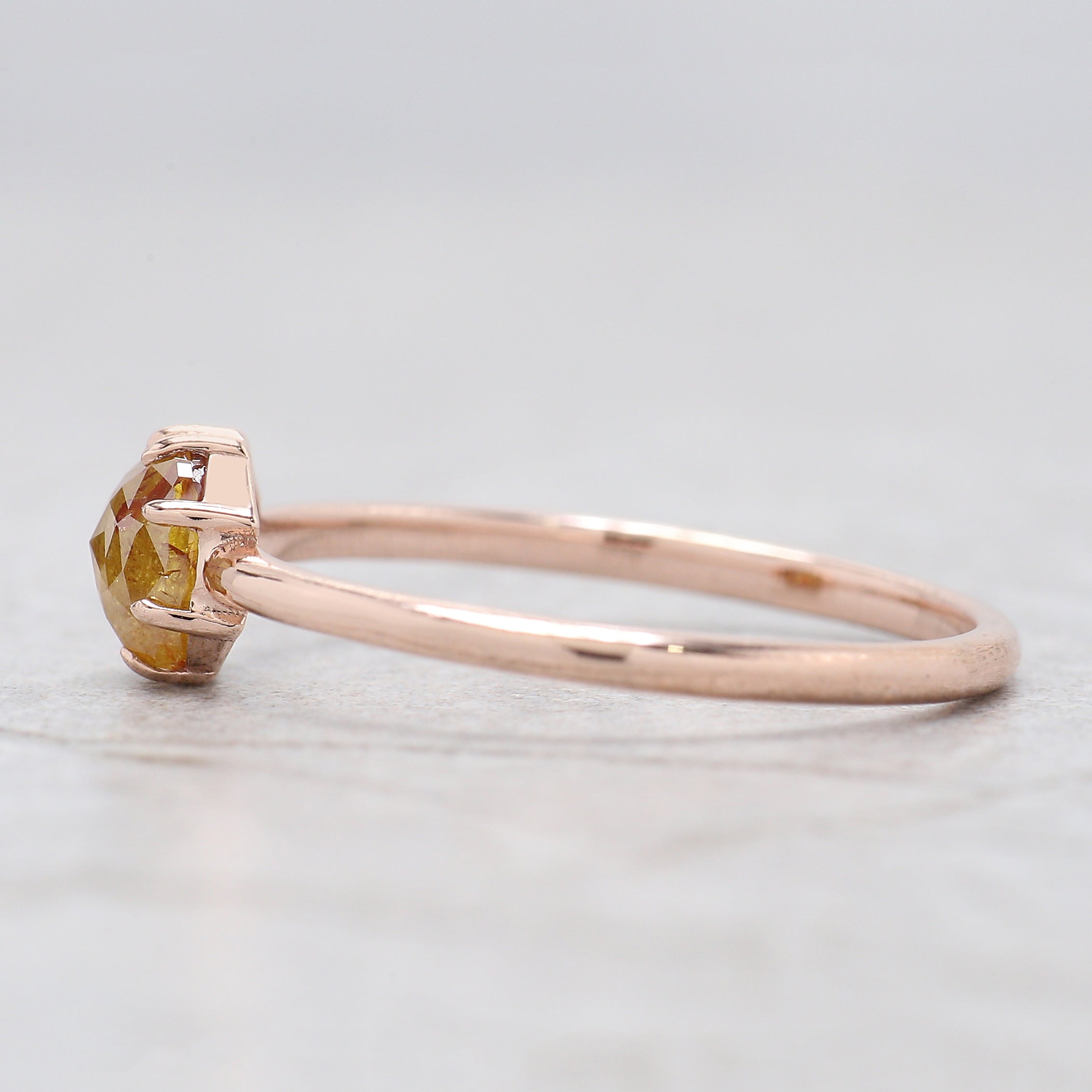 Cushion Cut Yellow Color Diamond Ring 0.75 Ct 5.30 MM Cushion Diamond Ring 14K Solid Rose Gold Silver Engagement Ring Gift For Her QK2681