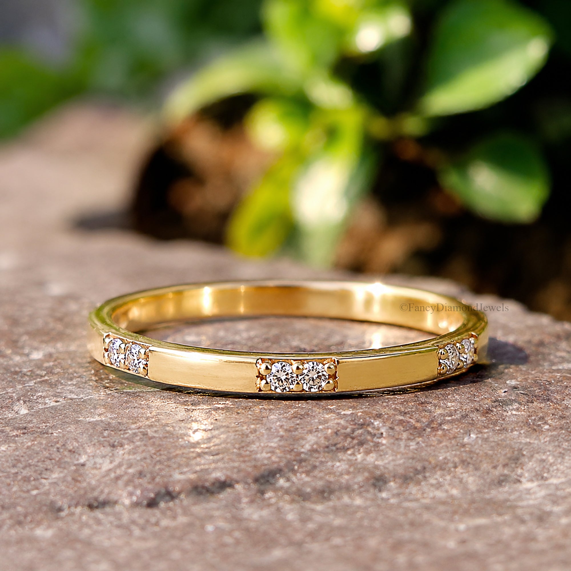 Dainty Solid Gold Moissanite Stacker, Thin 10K Gold Stackable Promise Ring, Minimalist Statement Ring, Anniversary Gift for Her FD602