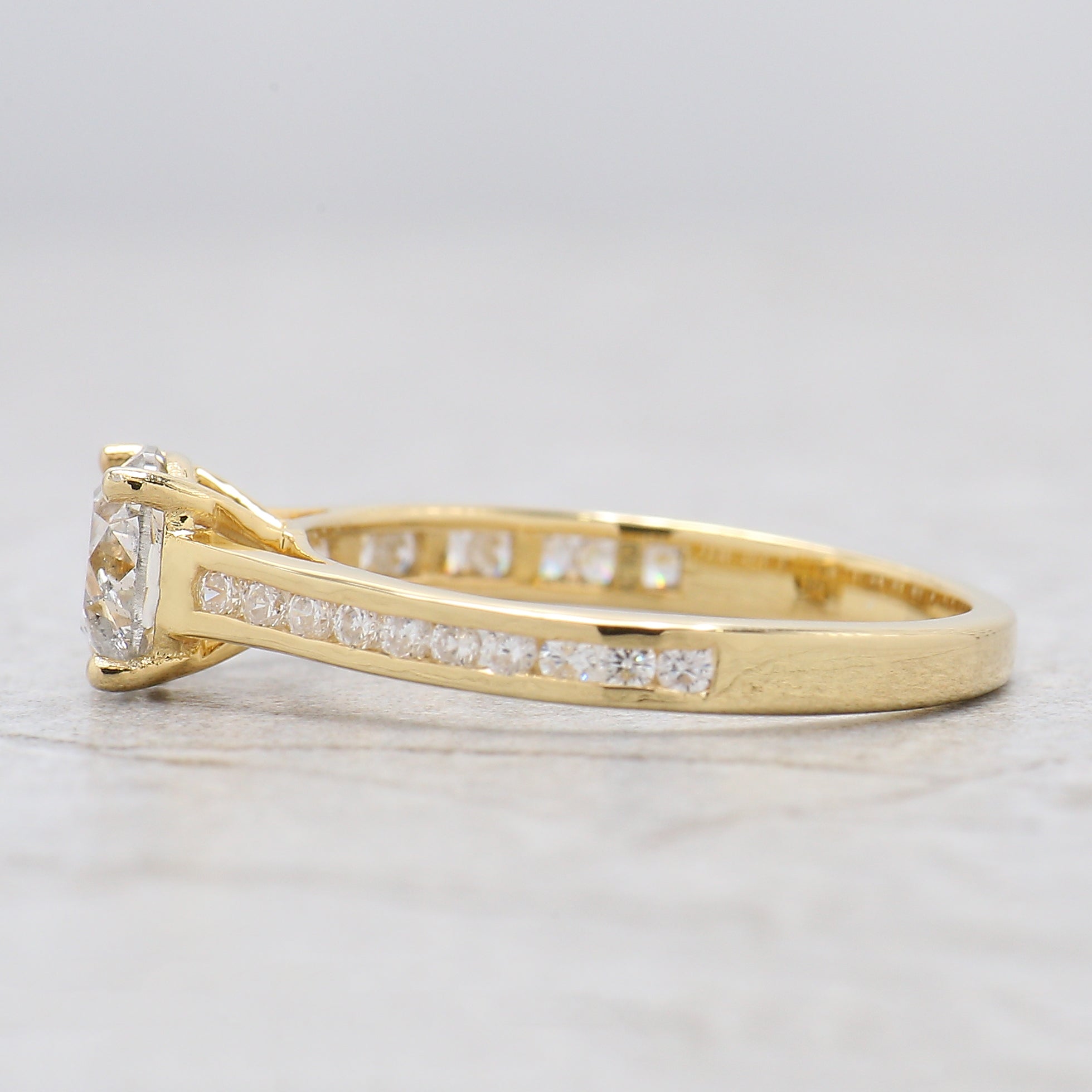 Round White-F Color Diamond Ring 0.97 Ct 6.05 MM Round Shape Diamond Wedding Ring Channel Setting Band Engagement Ring Gift For Her KDL2645