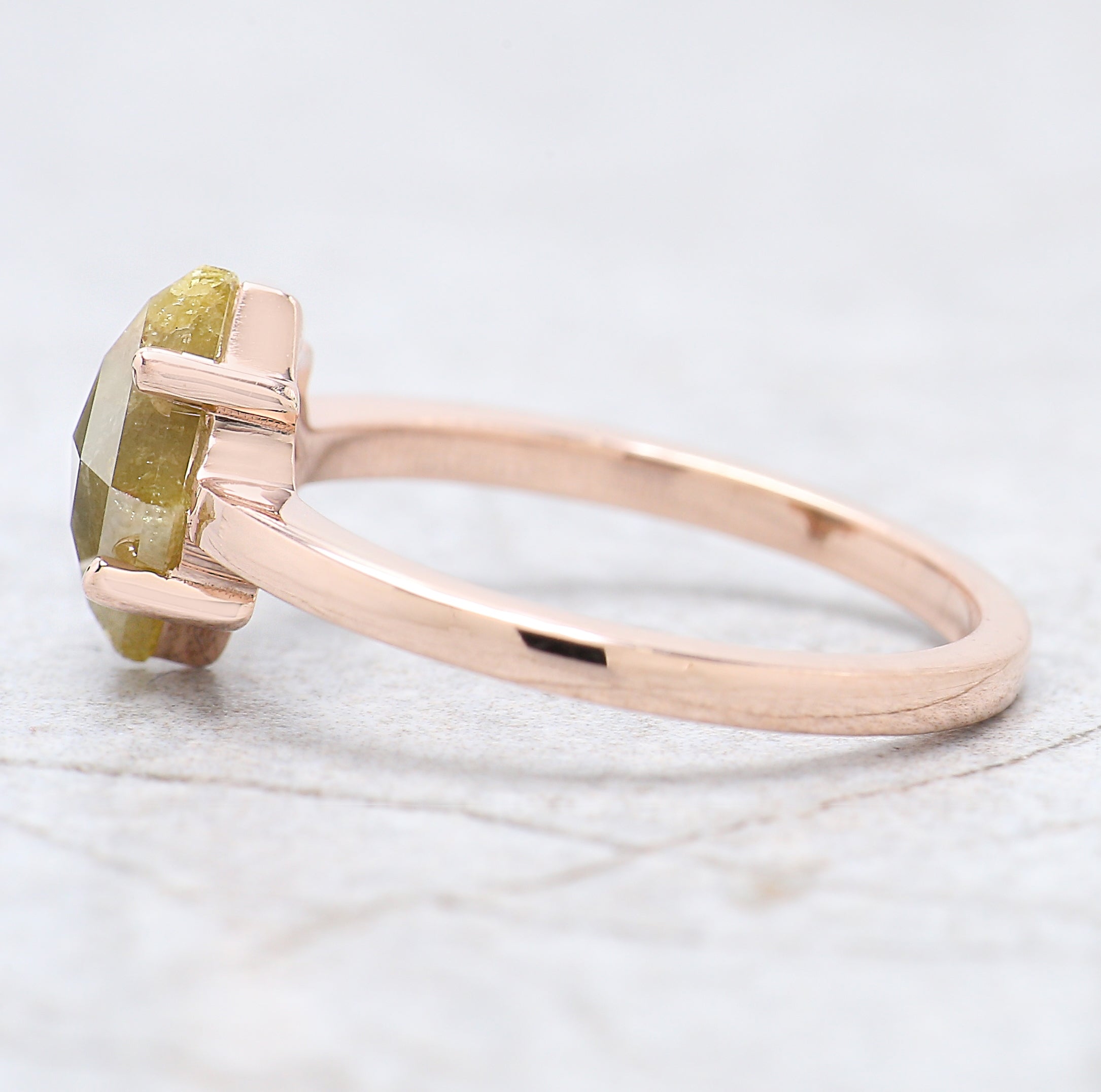 Kite Cut Yellow Color Diamond Ring 1.61 Ct 9.60 MM Kite Shape Diamond Ring 14K Solid Rose Gold Silver Kite Engagement Ring Gift For Her QL8814
