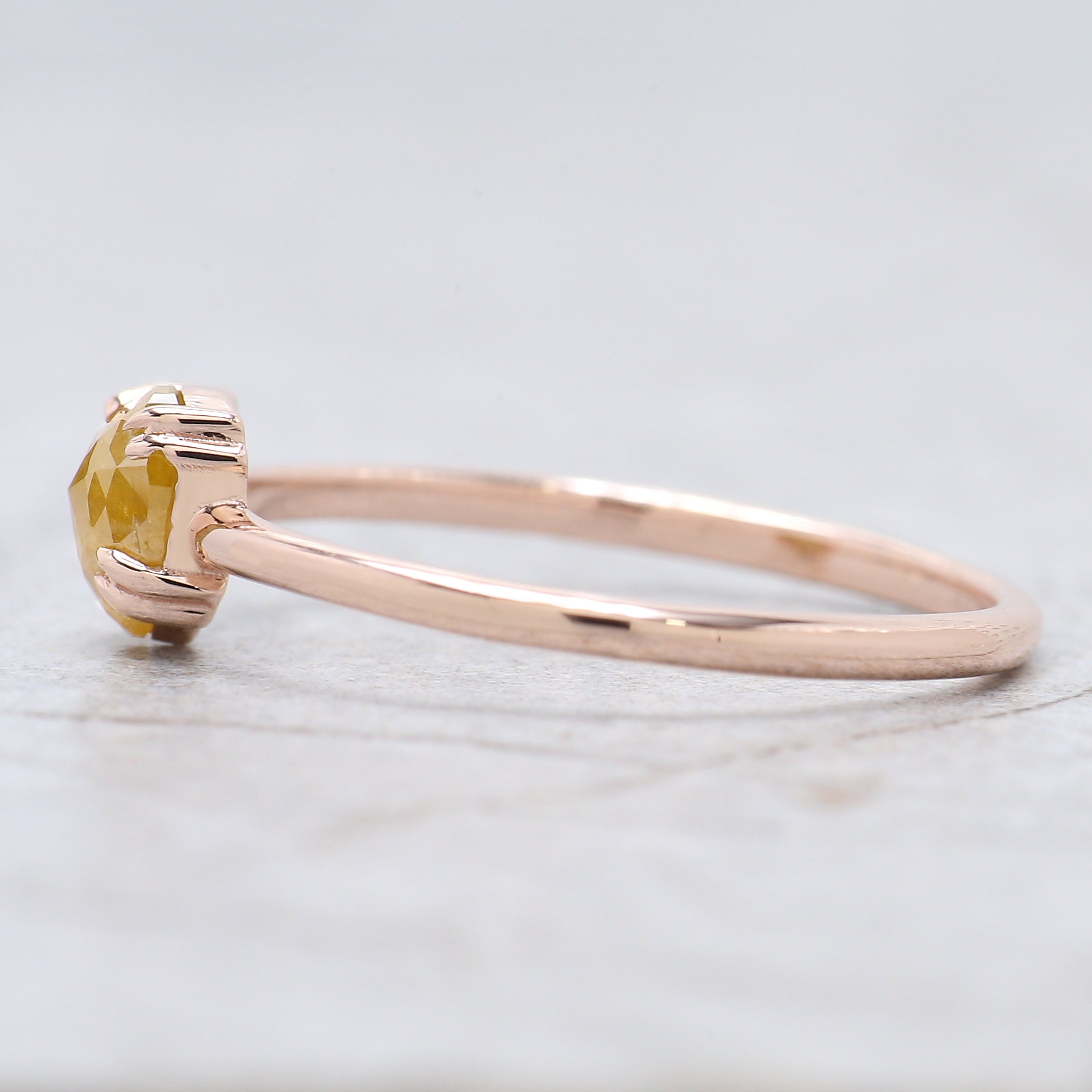 Heart Cut Yellow Color Diamond Ring 0.59 Ct 5.47 MM Heart Shape Diamond Ring 14K Solid Rose Gold Silver Engagement Ring Gift For Her QK2510